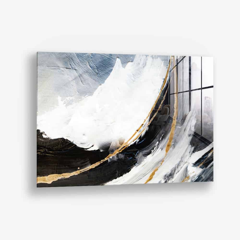 Black,  White & Gold Abstract – Glass