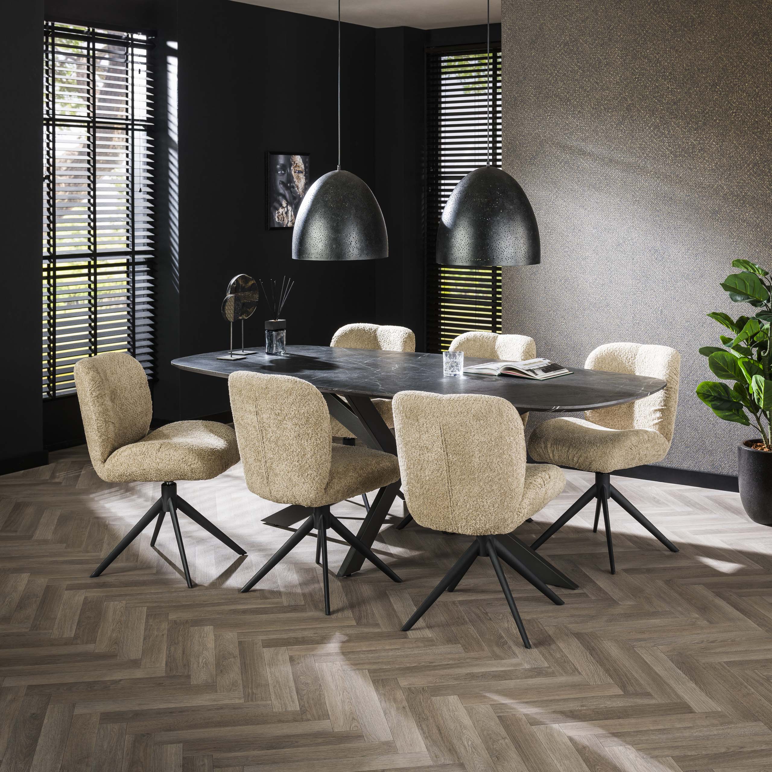 Esstisch 215 dänisch oval / 3D Melamin Schieferstein