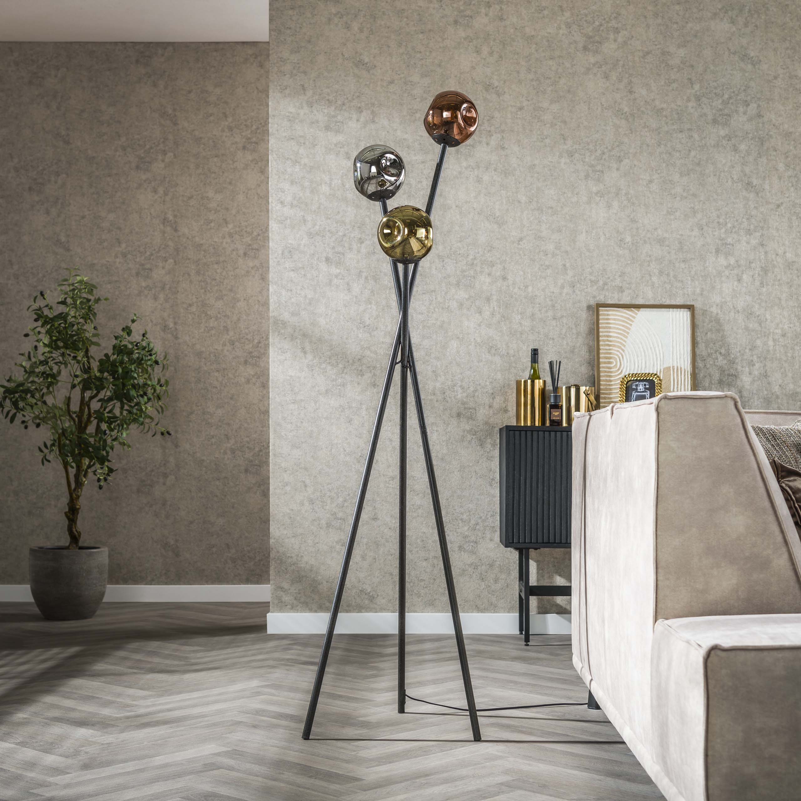 Stehleuchte Molecule 3-flammig Artic schwarz