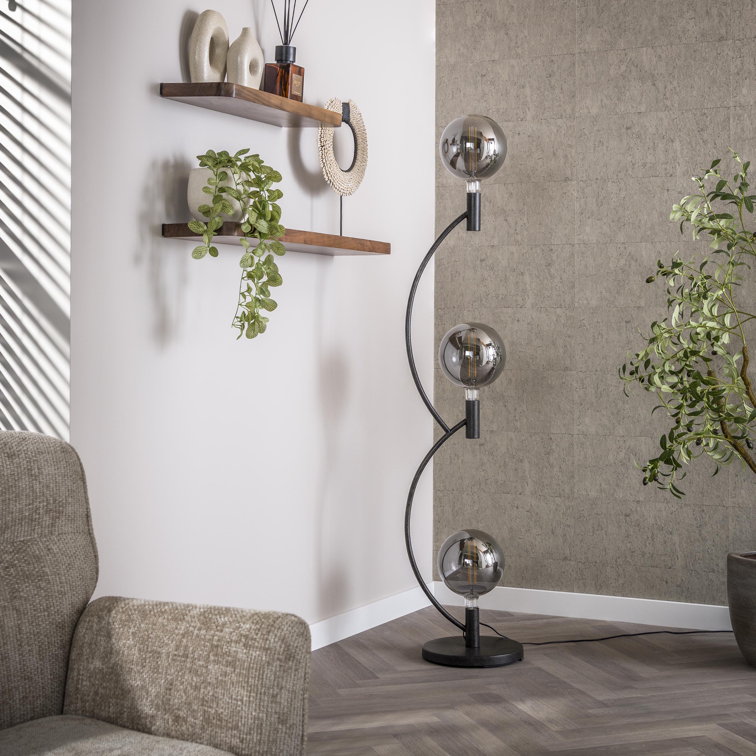 Stehleuchte Arcus 3-flammig - Artic schwarz