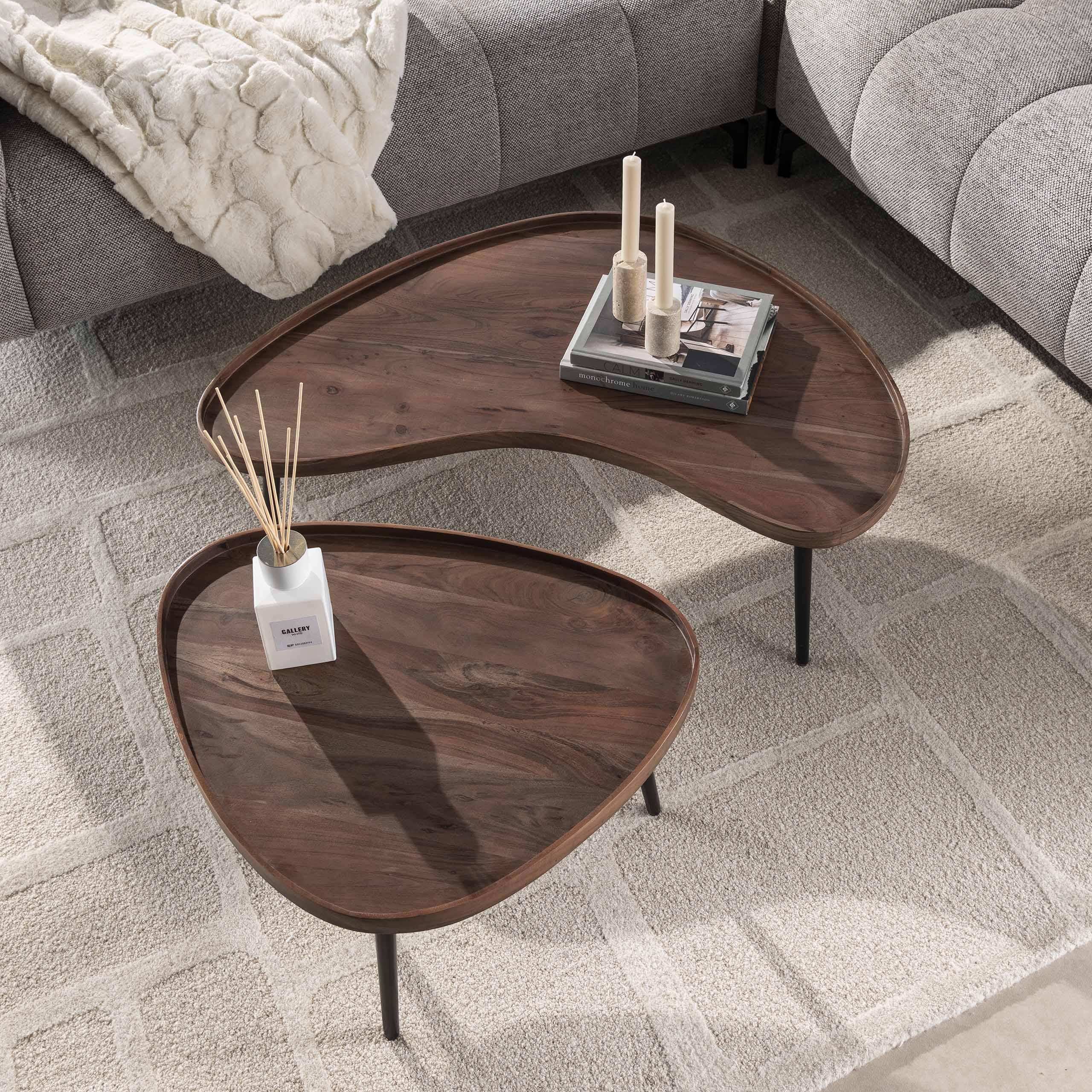 Couchtisch Carve Organic - 2er-Set - Akazienbraun