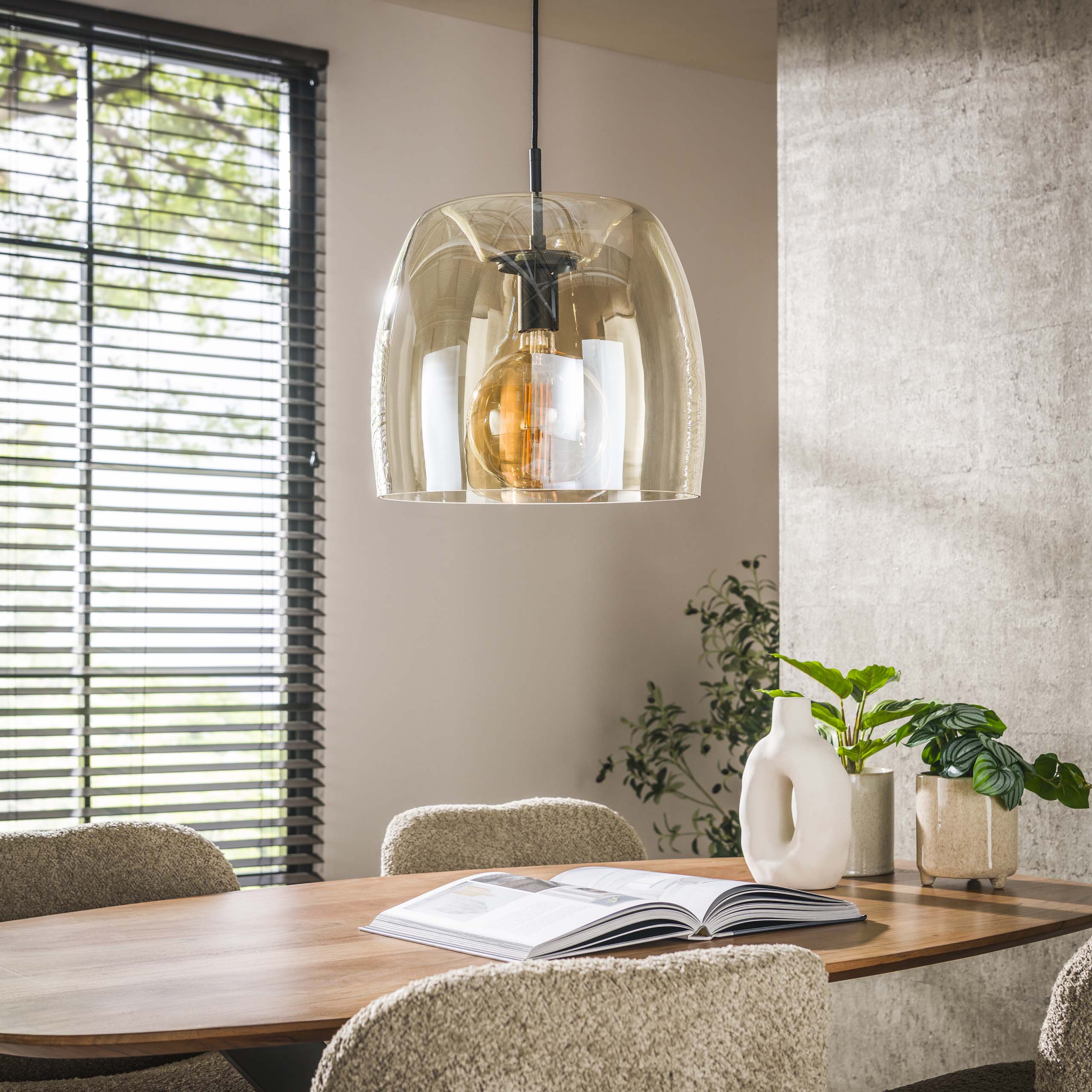 Hängelampe 1L Treibglas / bernsteinfarbenes Glas