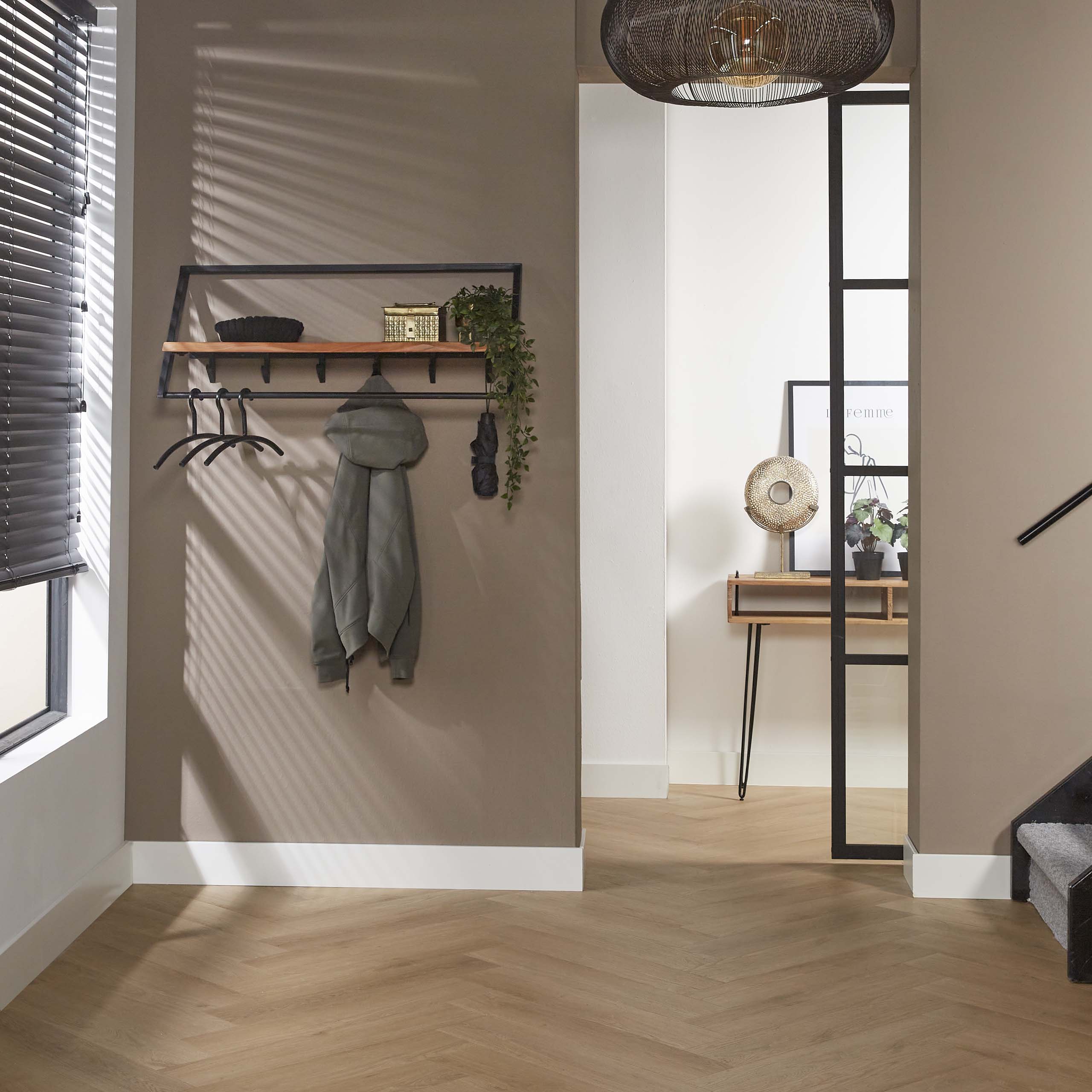 Garderobenständer Lean – 6 Haken – Massive Akazie