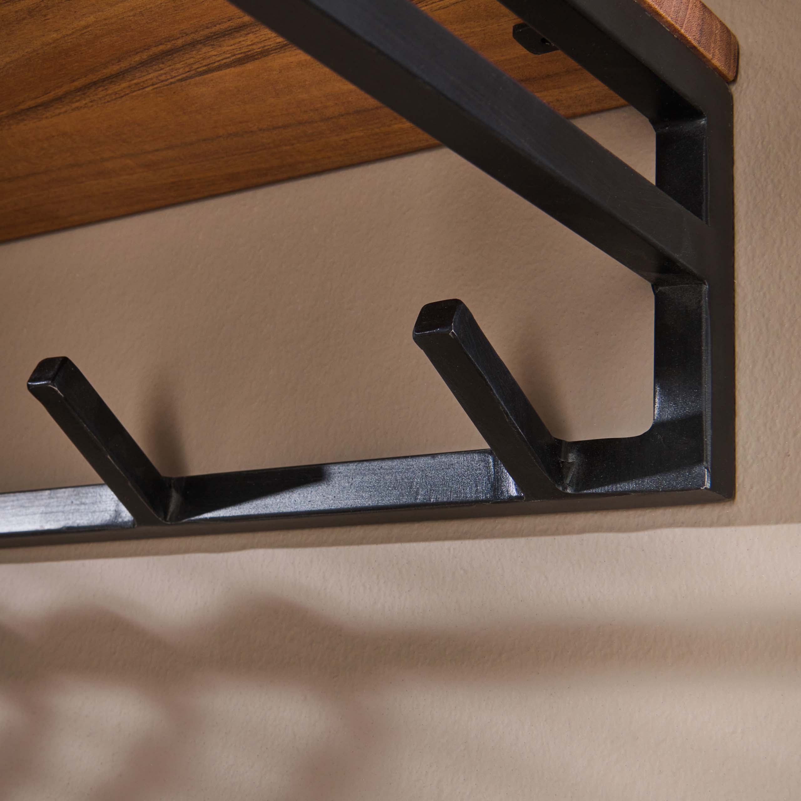 Garderobenständer nach Maß mit 6 Haken, Hutablage / Massive Akazie natur