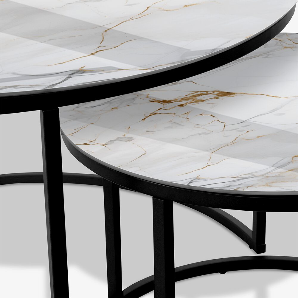 Couchtisch aus schwarzem, weißem und goldenem Marmor