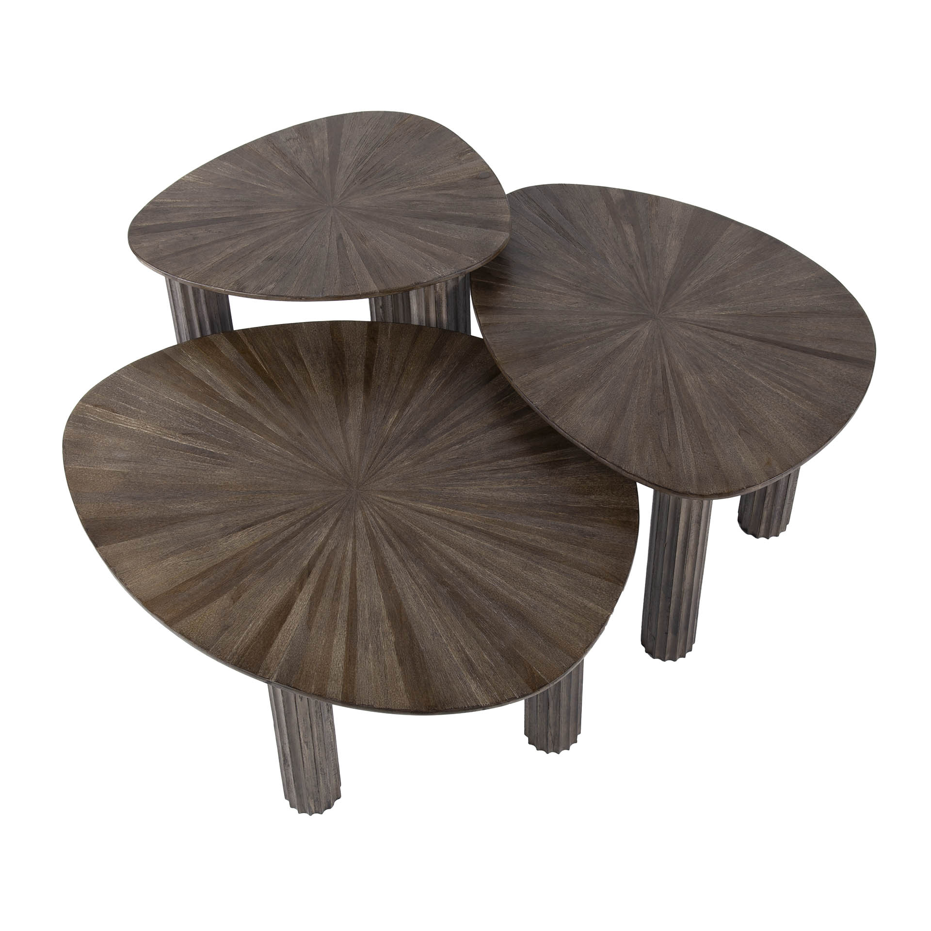 Couchtisch Maya Teak dreieckig - 3er-Set - Espresso