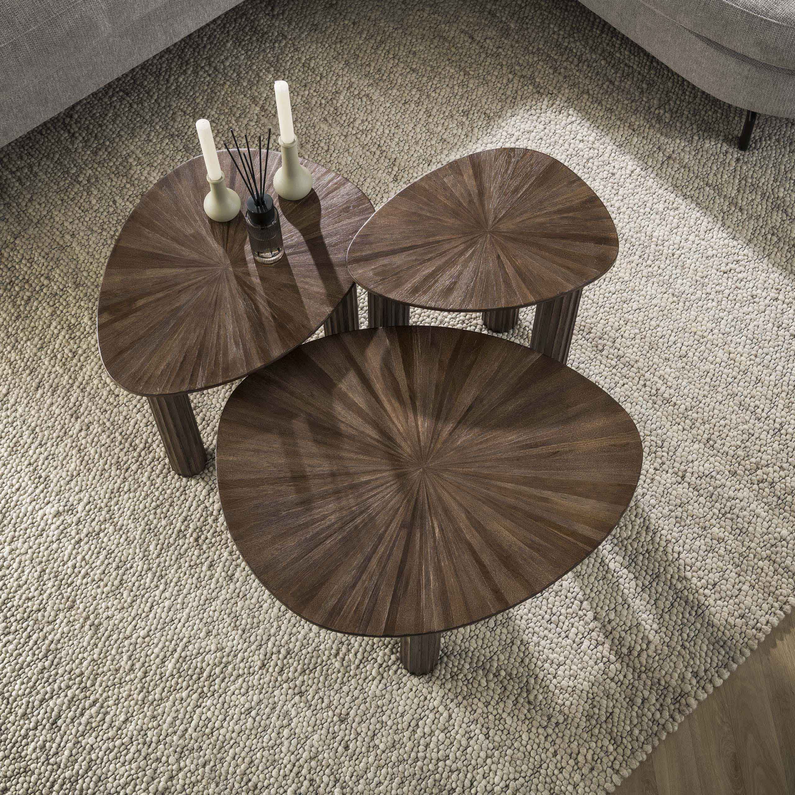 Couchtisch Maya Teak dreieckig - 3er-Set - Espresso