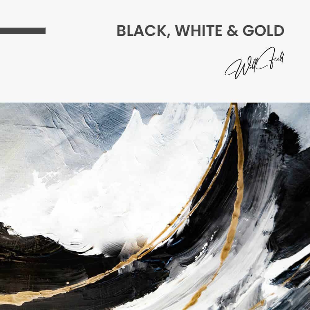 Black,  White & Gold Abstract – Glass