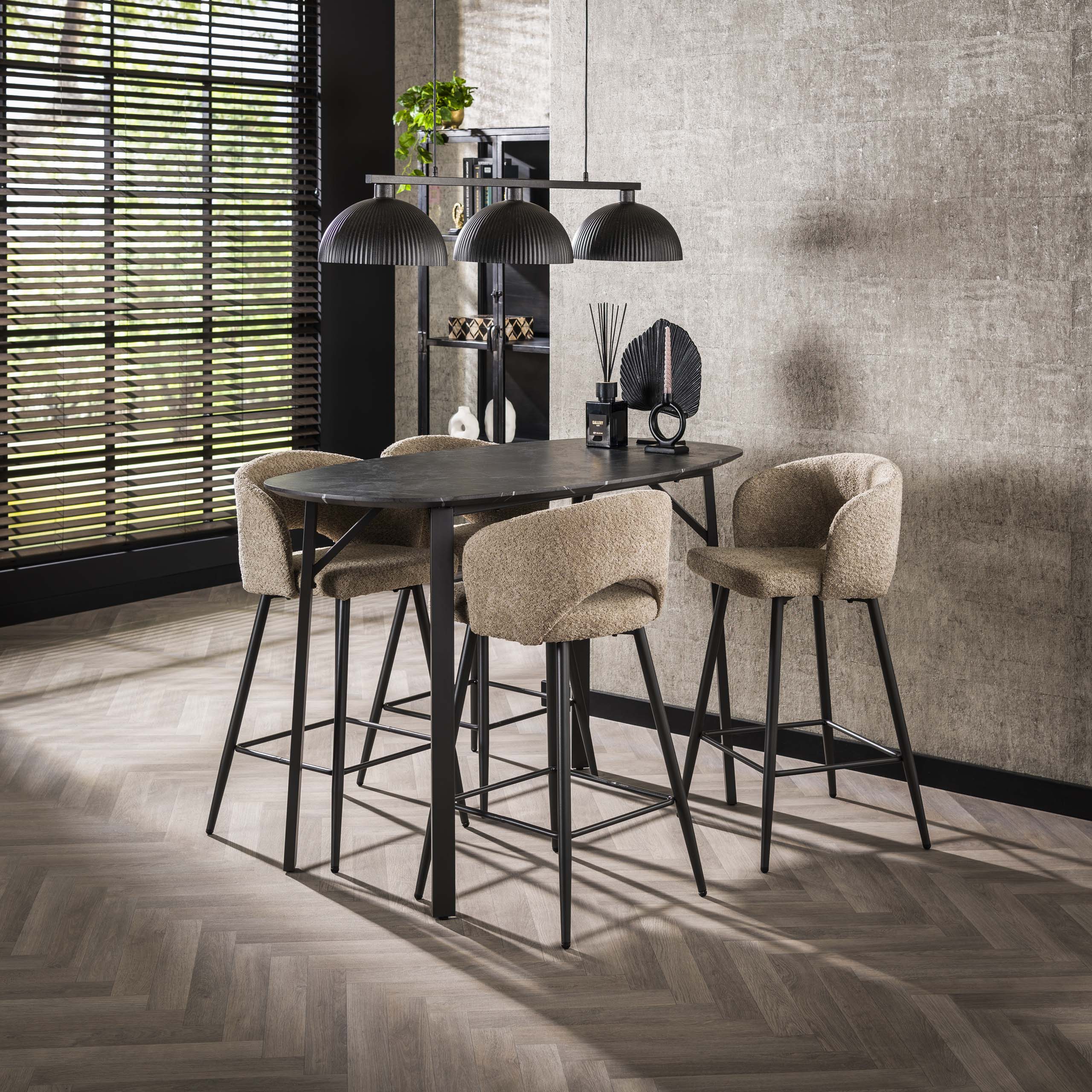 Bartisch Onyx dänisch oval 140 cm – 3D Melamin Graphit