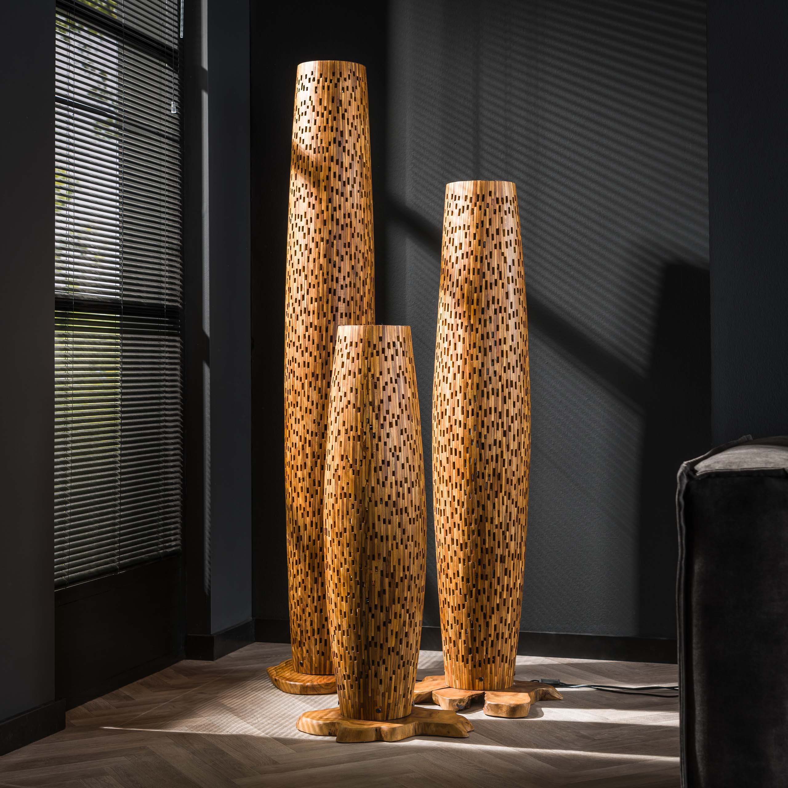 Stehleuchte S-Stangen / Massives recyceltes Teakholz