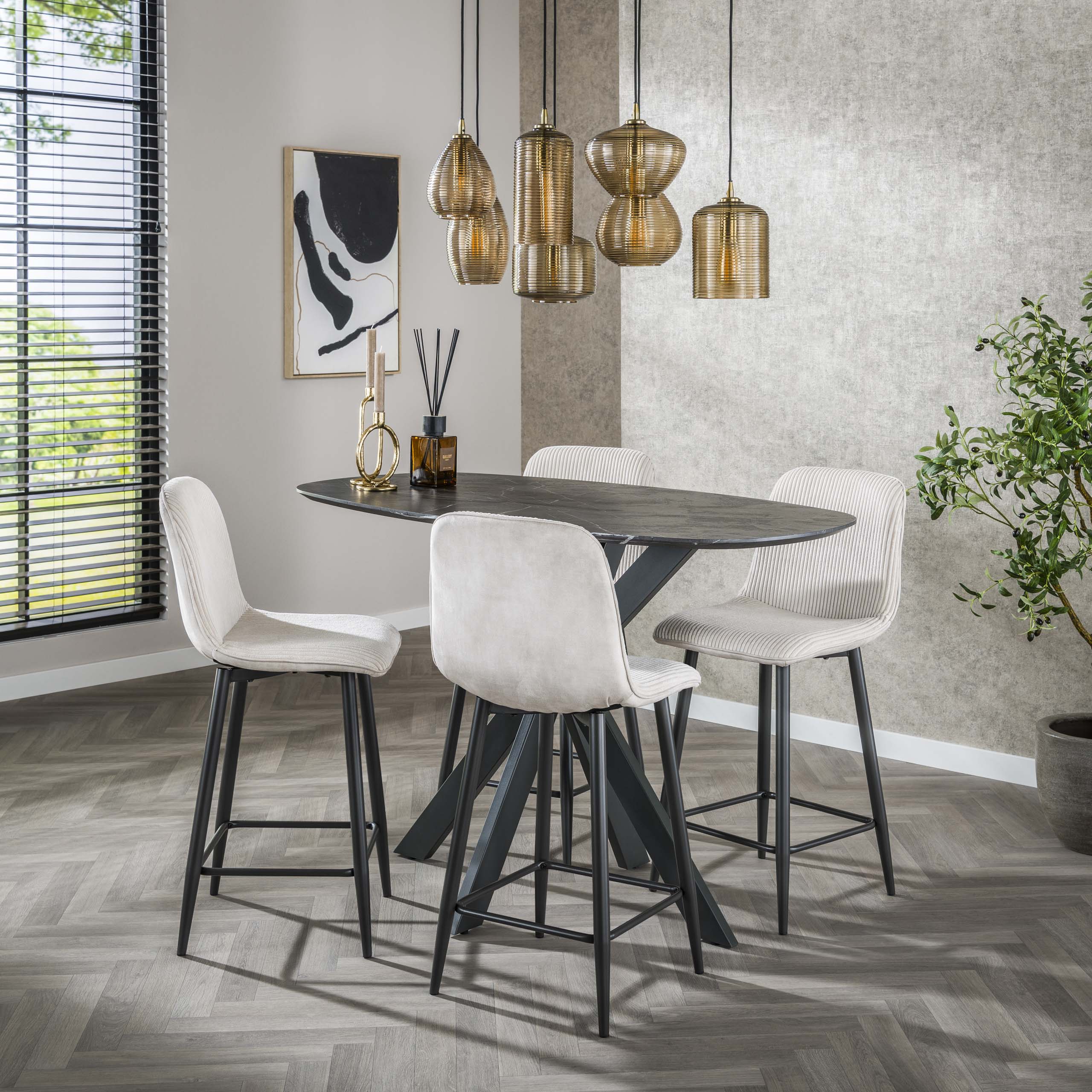 Barstuhl Rib VPE2 / Rock Offwhite