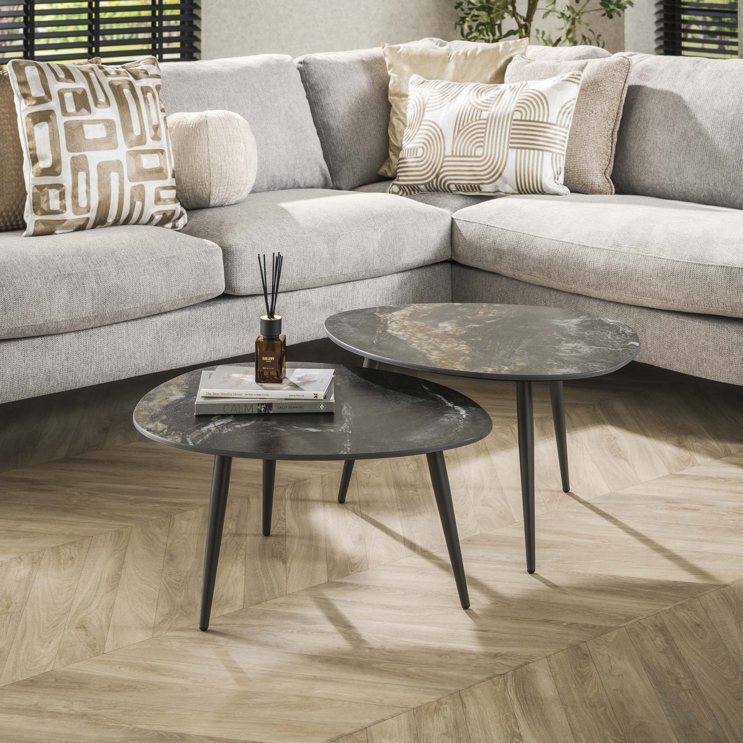 Couchtisch Fossil organisch – 2er-Set – Keramik