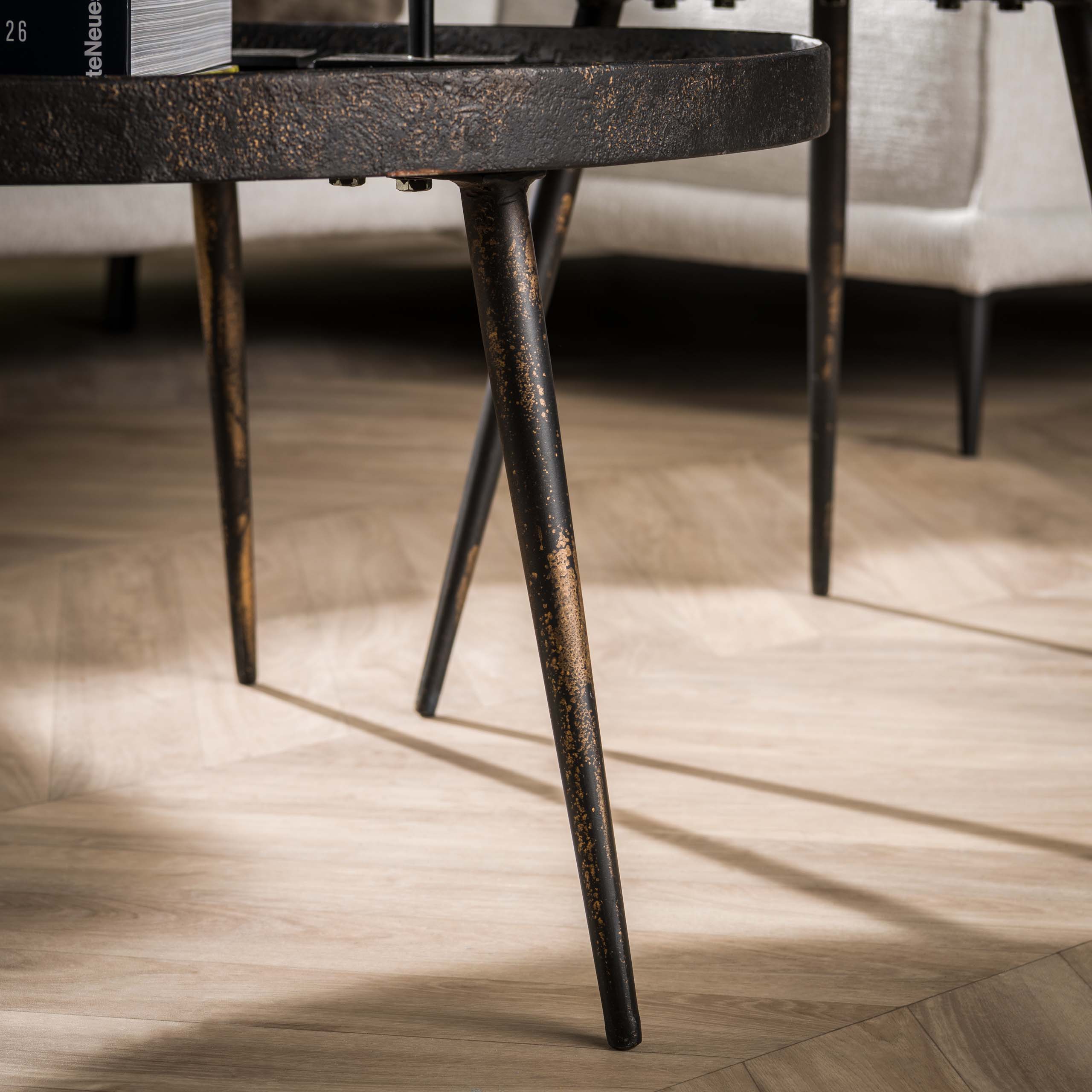 Couchtisch Metallic rund - 2er-Set - Grau