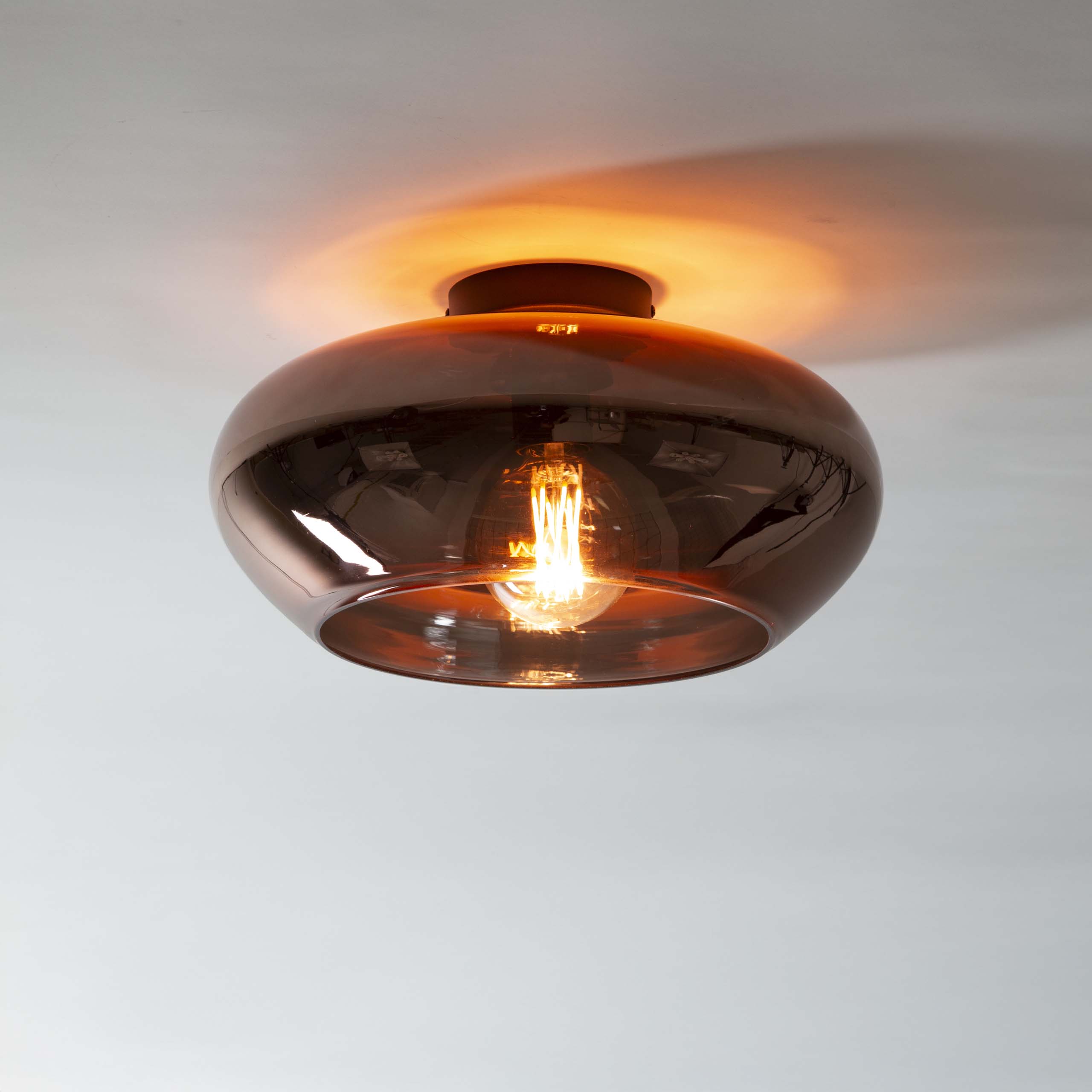 Deckenleuchte aus Elevate-Glas / Kupferfarbenem Glas