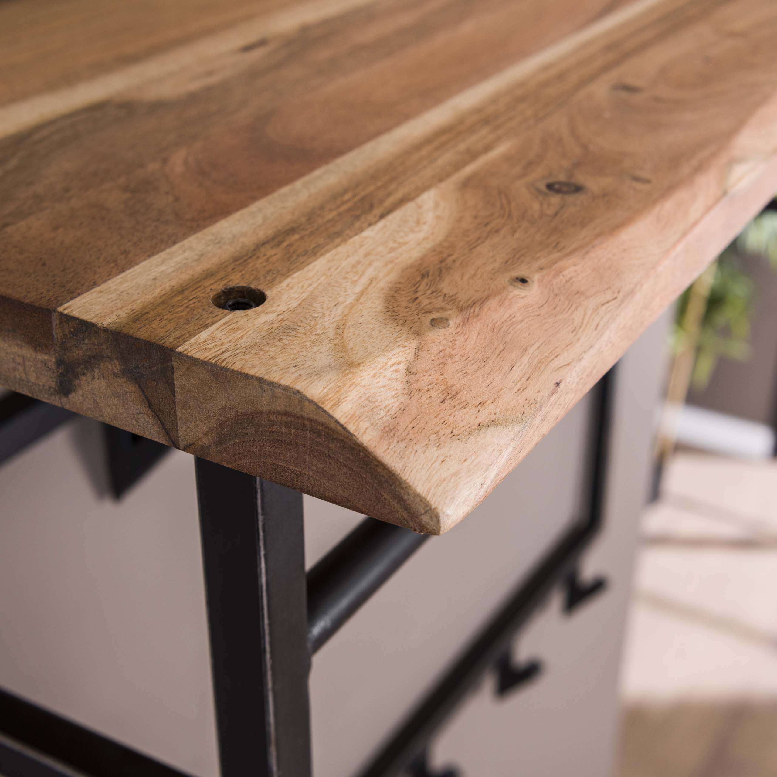 Garderobenleiste hoch 12 Haken Hutablage / Massive Akazie natur