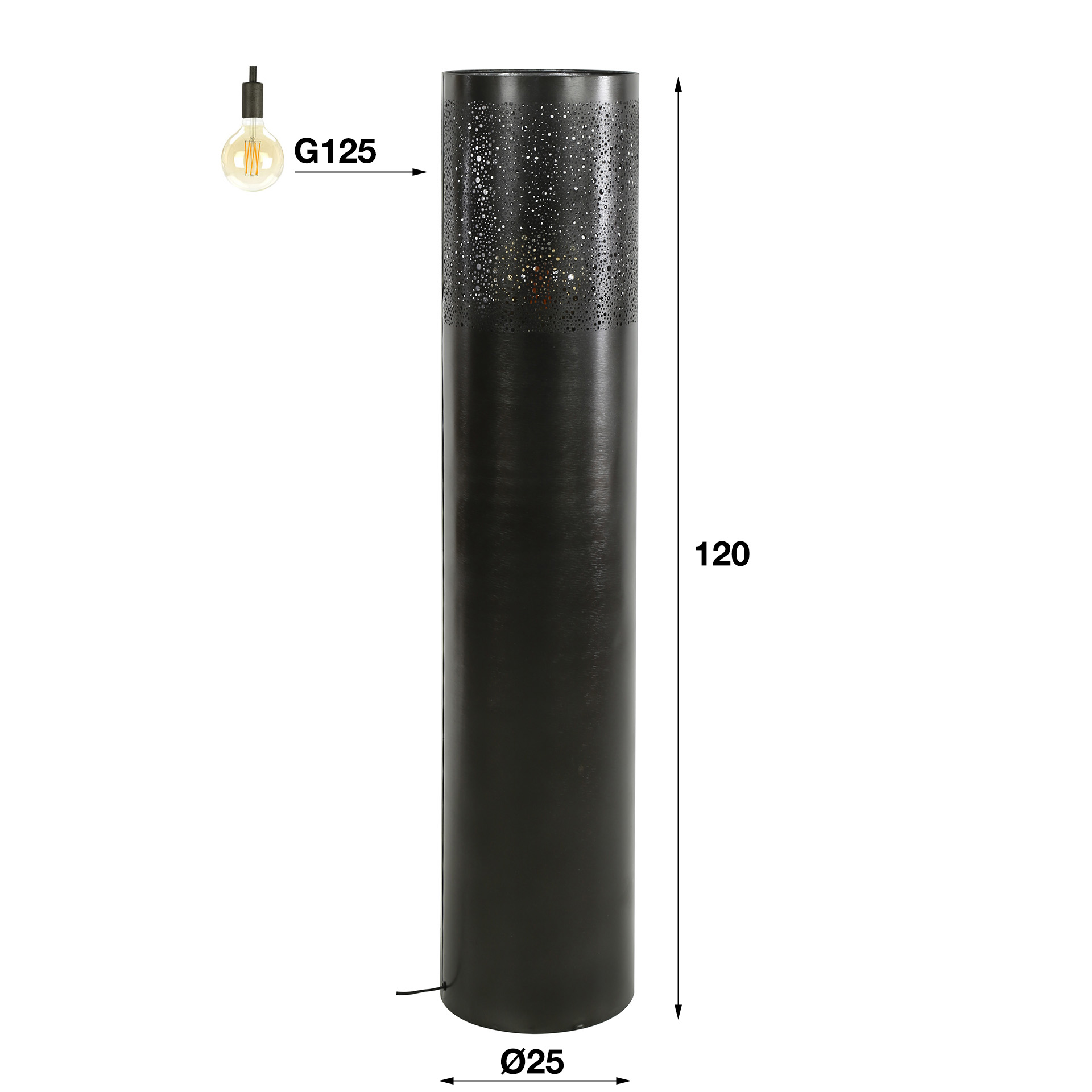 Stehleuchte „Cylinder Glow“ 1-flammig 120 cm – Schwarznickel