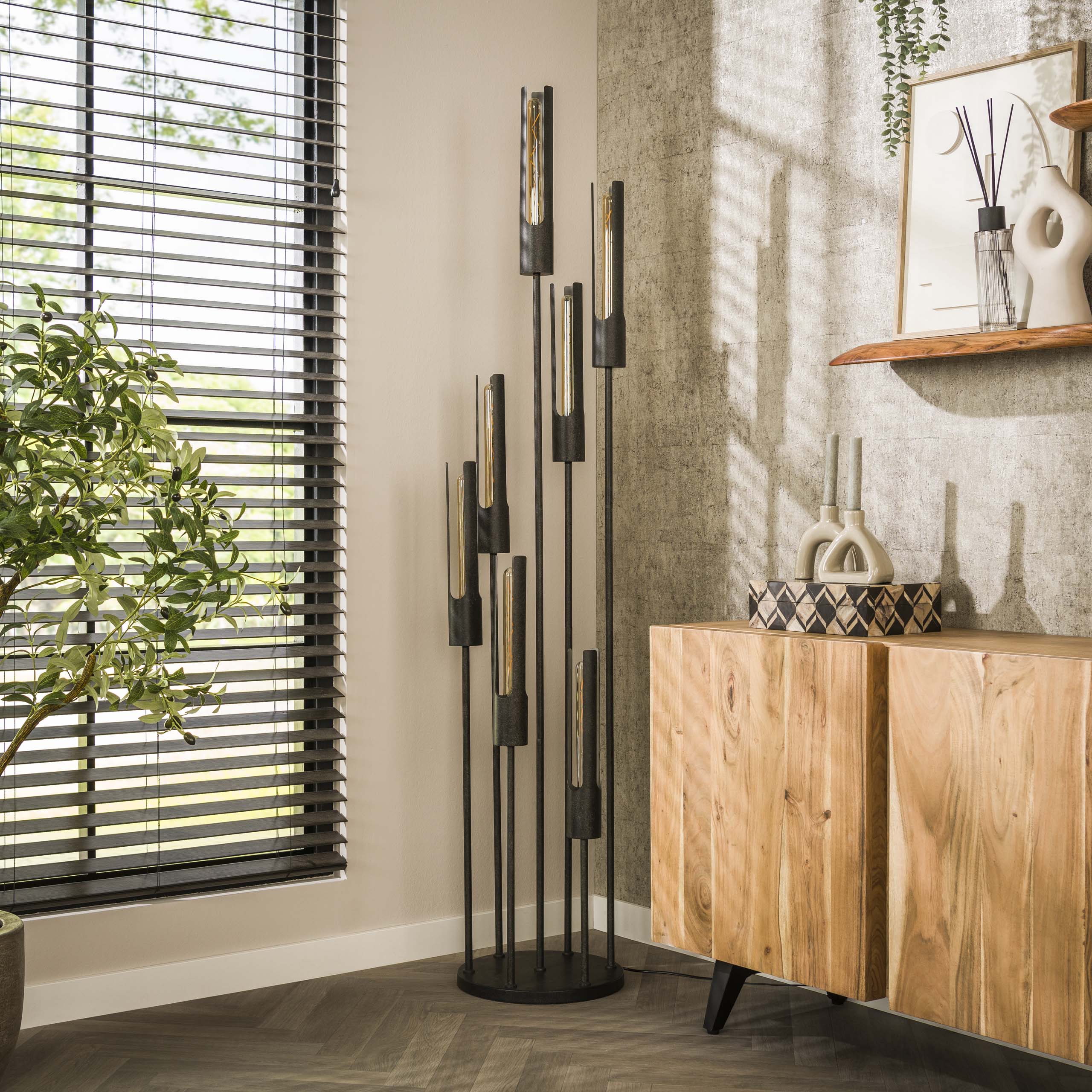 Stehleuchte 7L Stufenrohr / Artic schwarz