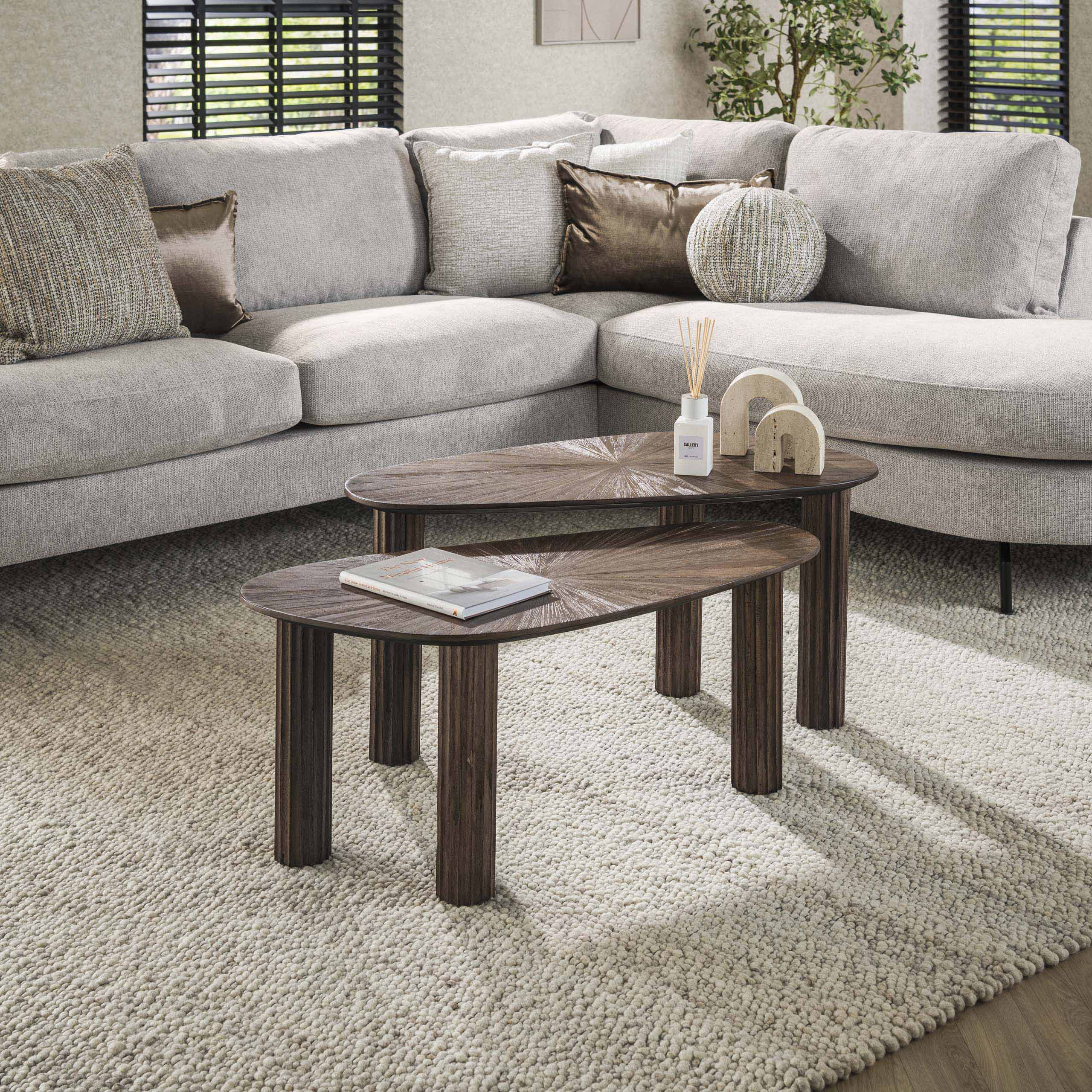 Couchtisch Maya Teak Bio – 2er-Set – Espresso