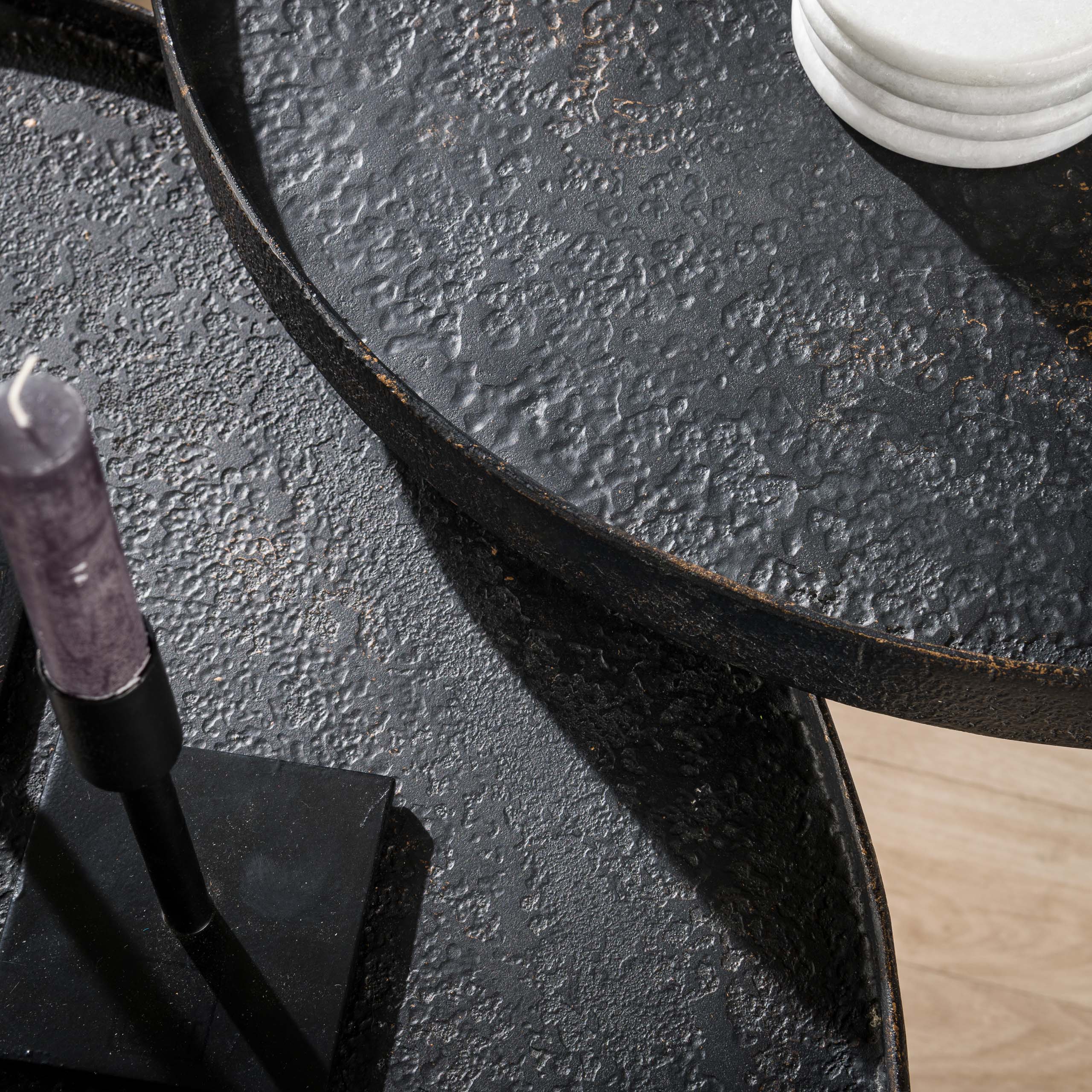 Couchtisch Metallic rund - 2er-Set - Grau