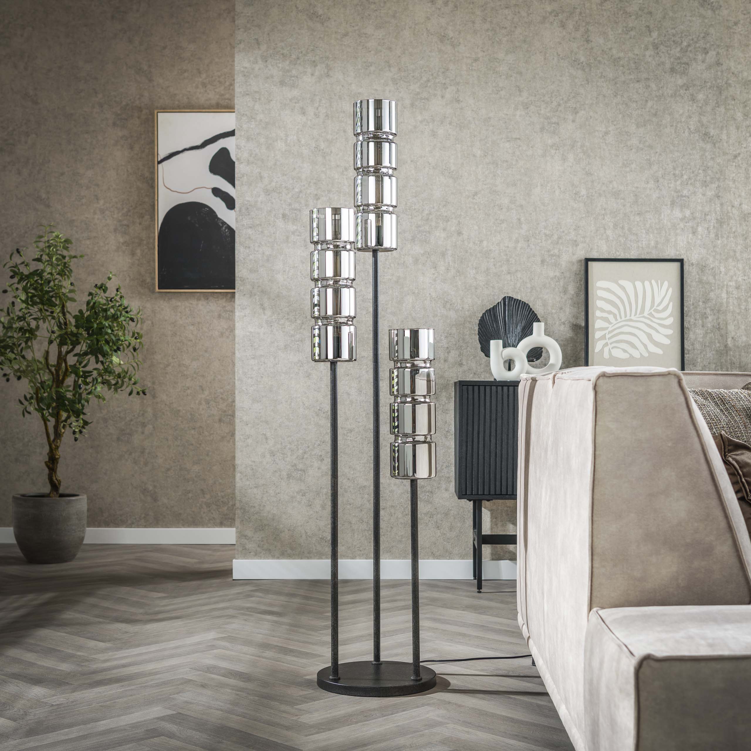 Stehleuchte 3L Stufenzylinderglas / Artic schwarz