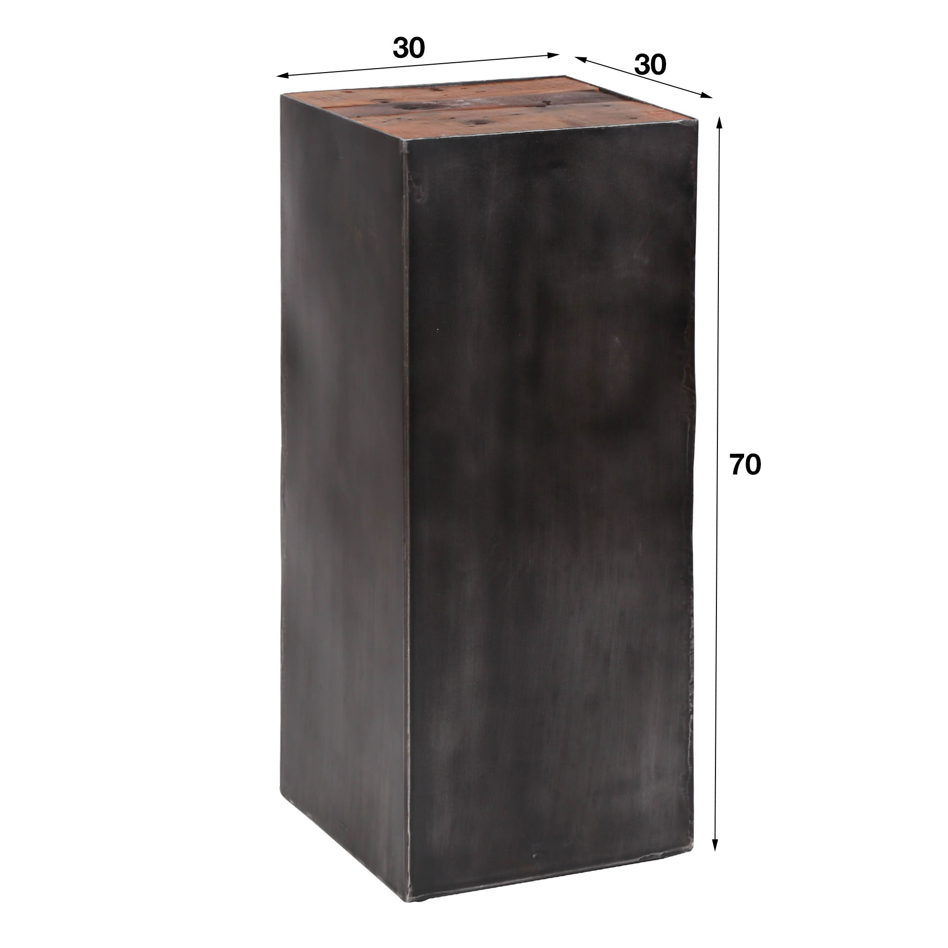 Blumensäule 70 Naturbürste Floßstahl / Robustes Hartholz