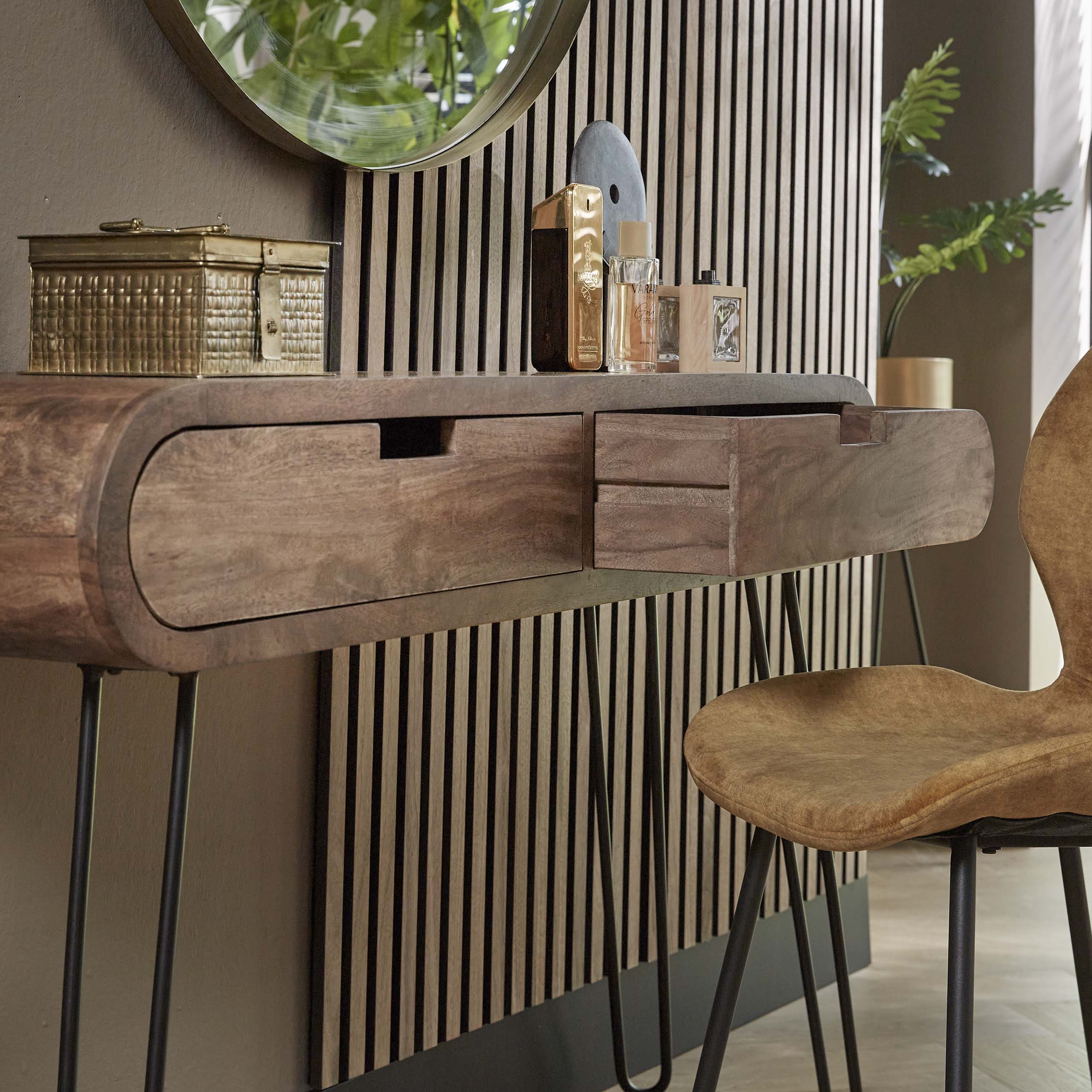 Schminktisch 2L Fass / Massive Mangosandfarbe