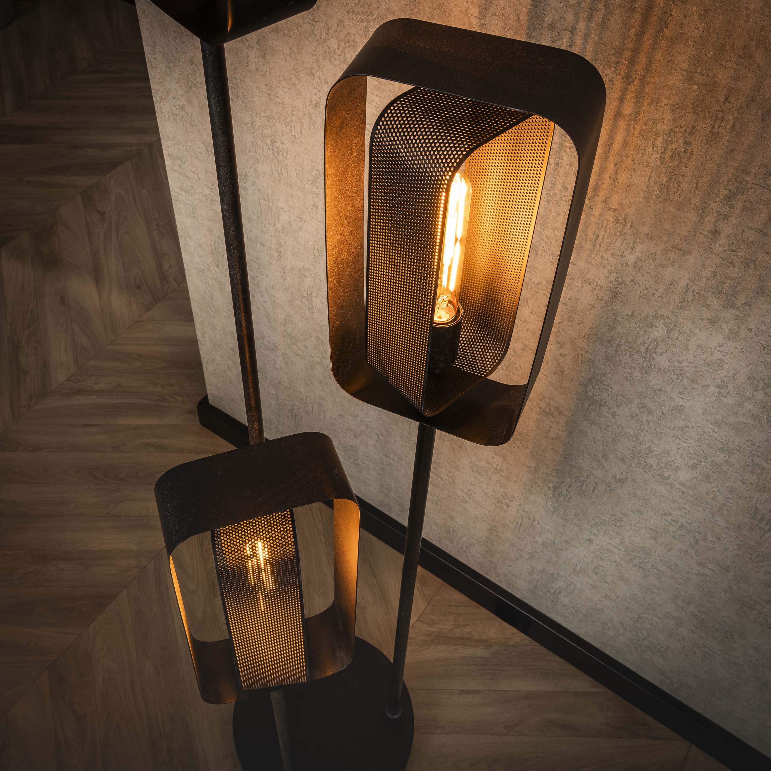 Stehleuchte Mesh Rotate gestuft 3-flammig Artic schwarz