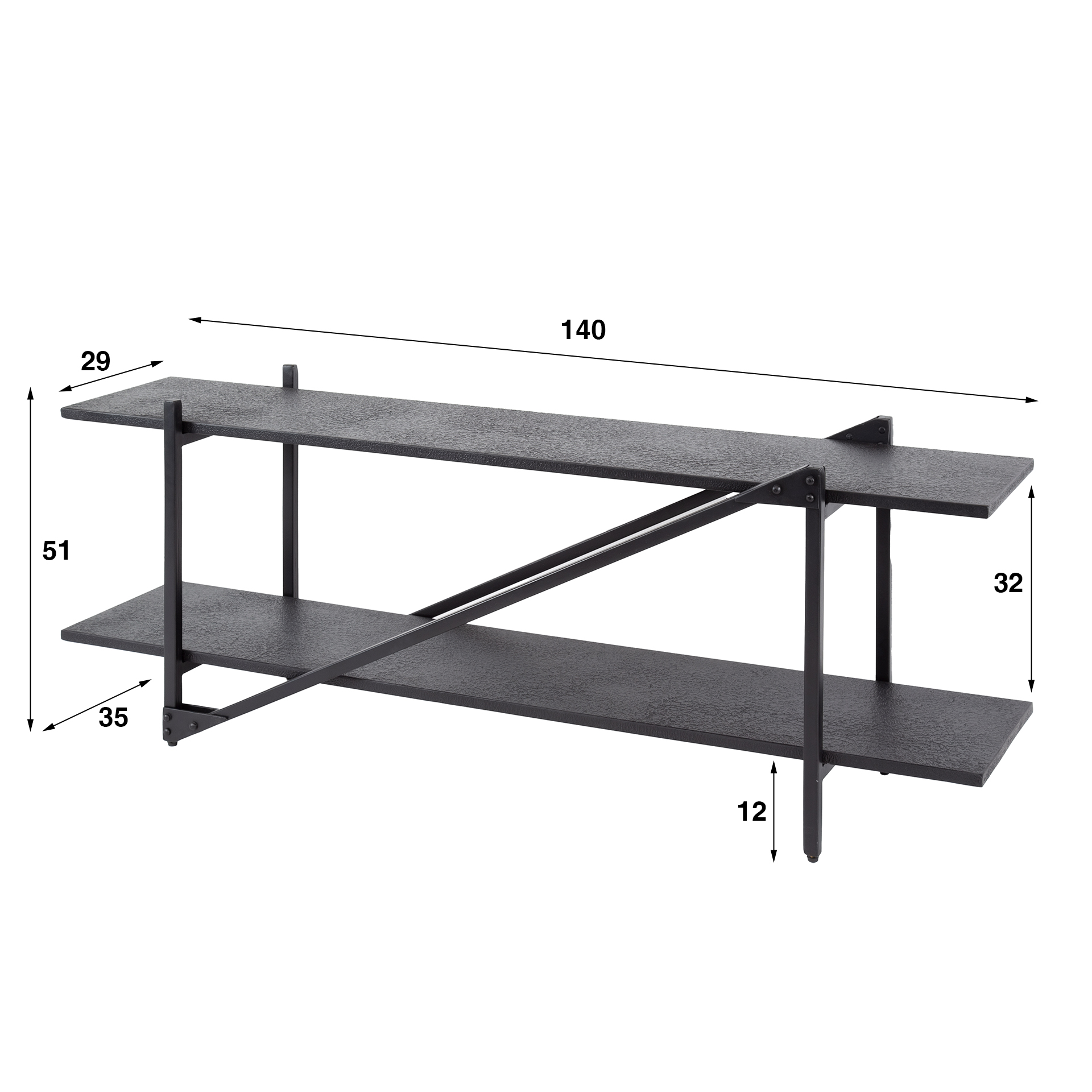 TV-Schrank Piega 140 cm - Grau