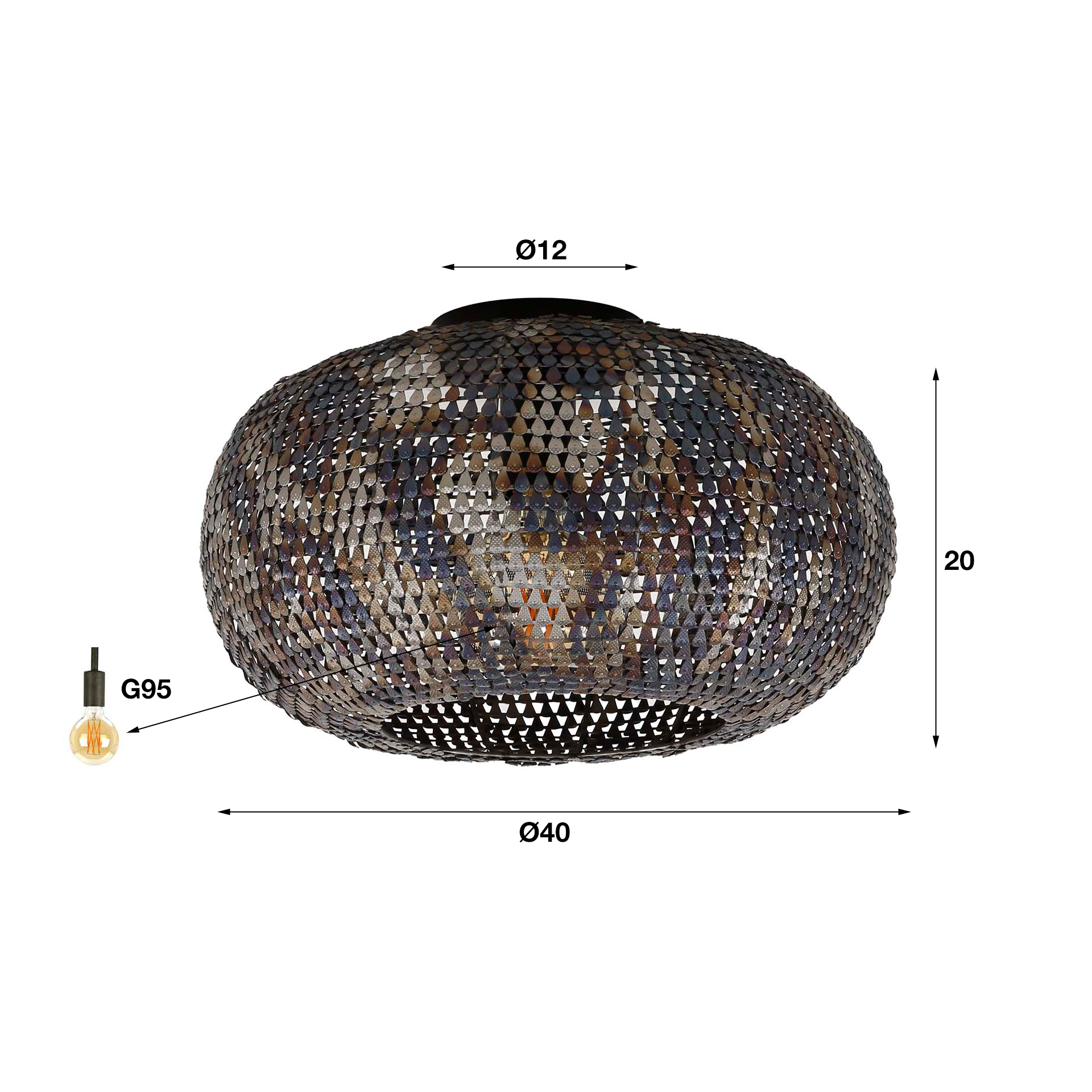 Deckenleuchte Ø40 Rüstung / Schwarzbraun