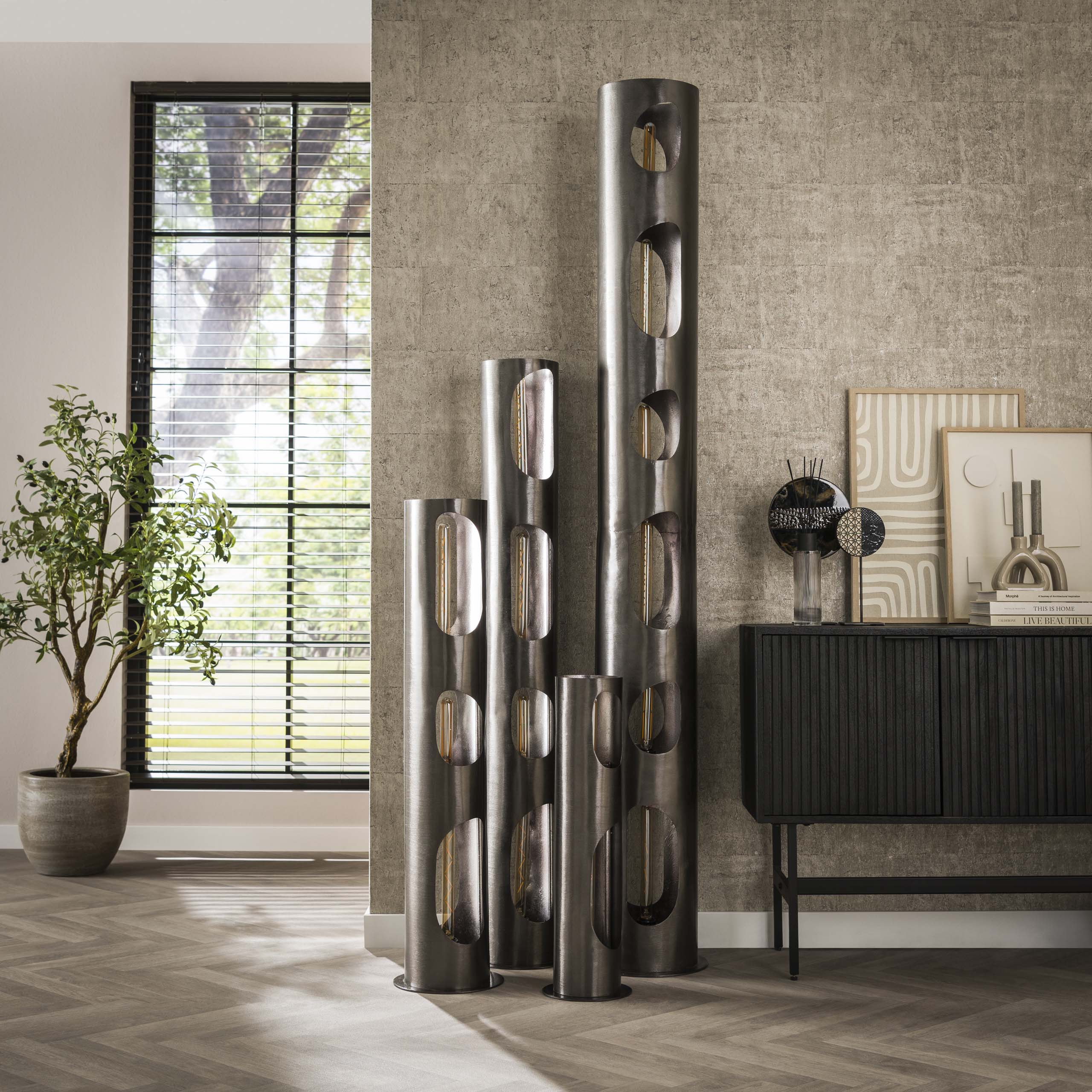 Stehleuchte Organic Zylinder 3-flammig – Schwarznickel