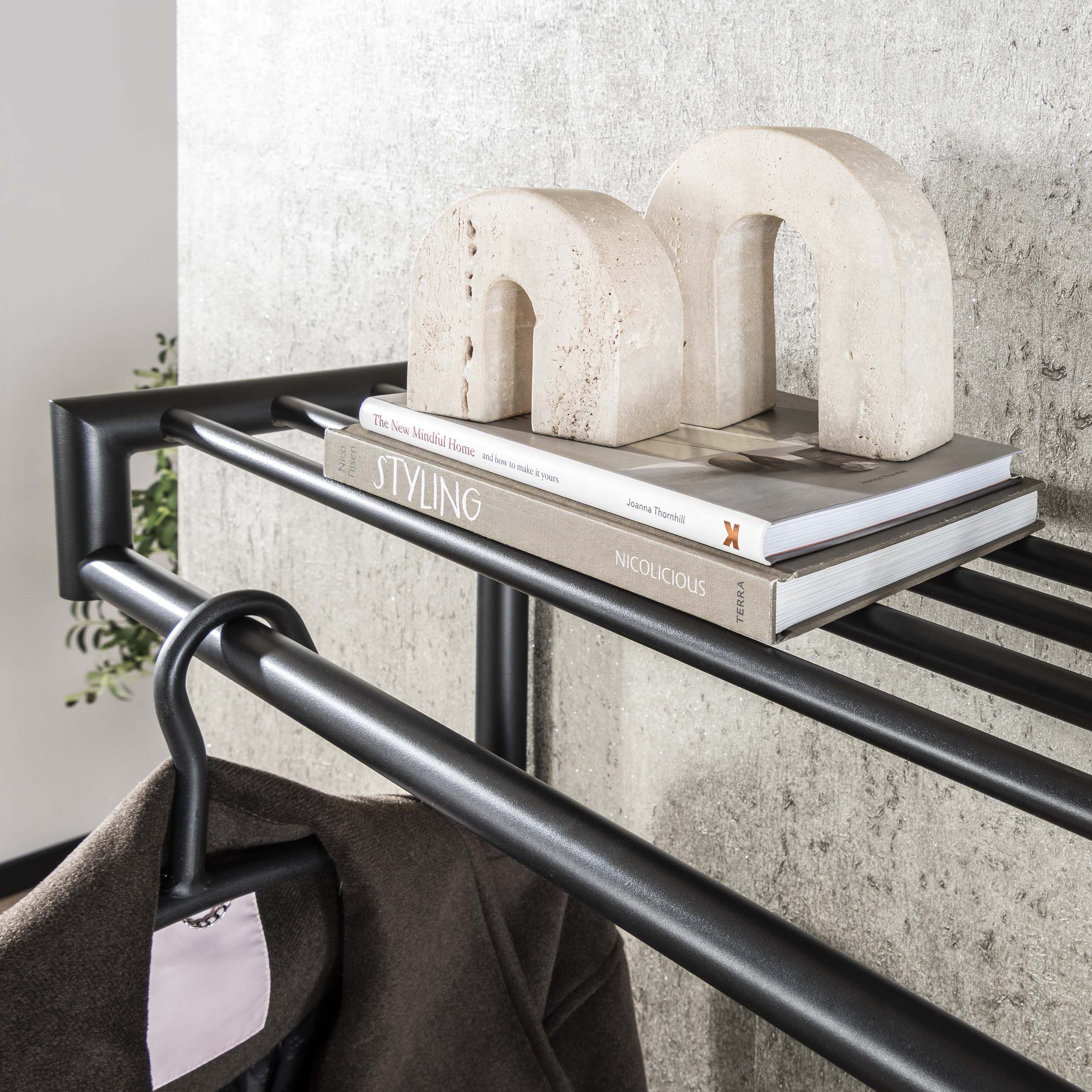 Garderobe Tubo hoch - 2x10 Haken - Matt dunkelgrau