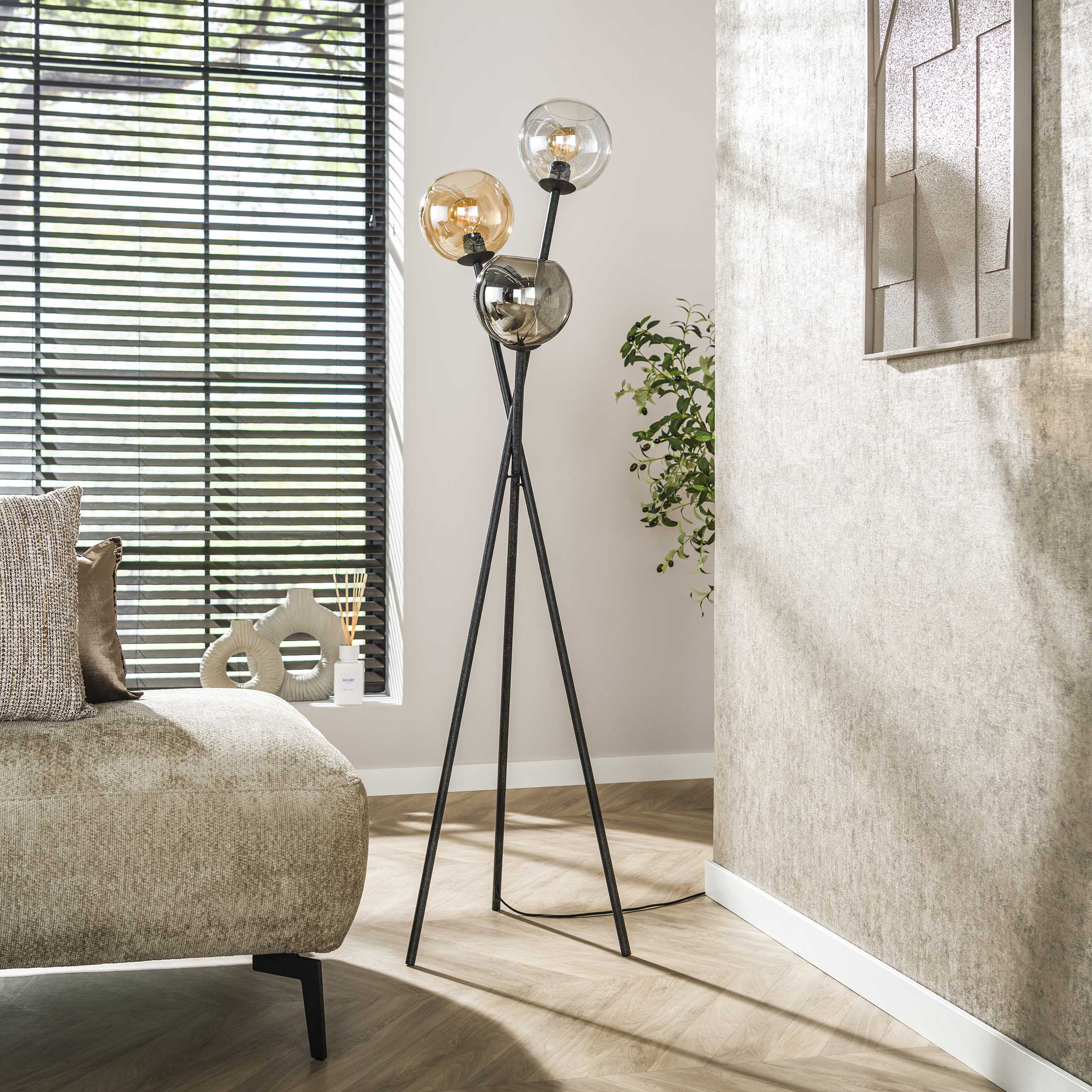 Stehleuchte Multi Globe 3-flammig Artic schwarz