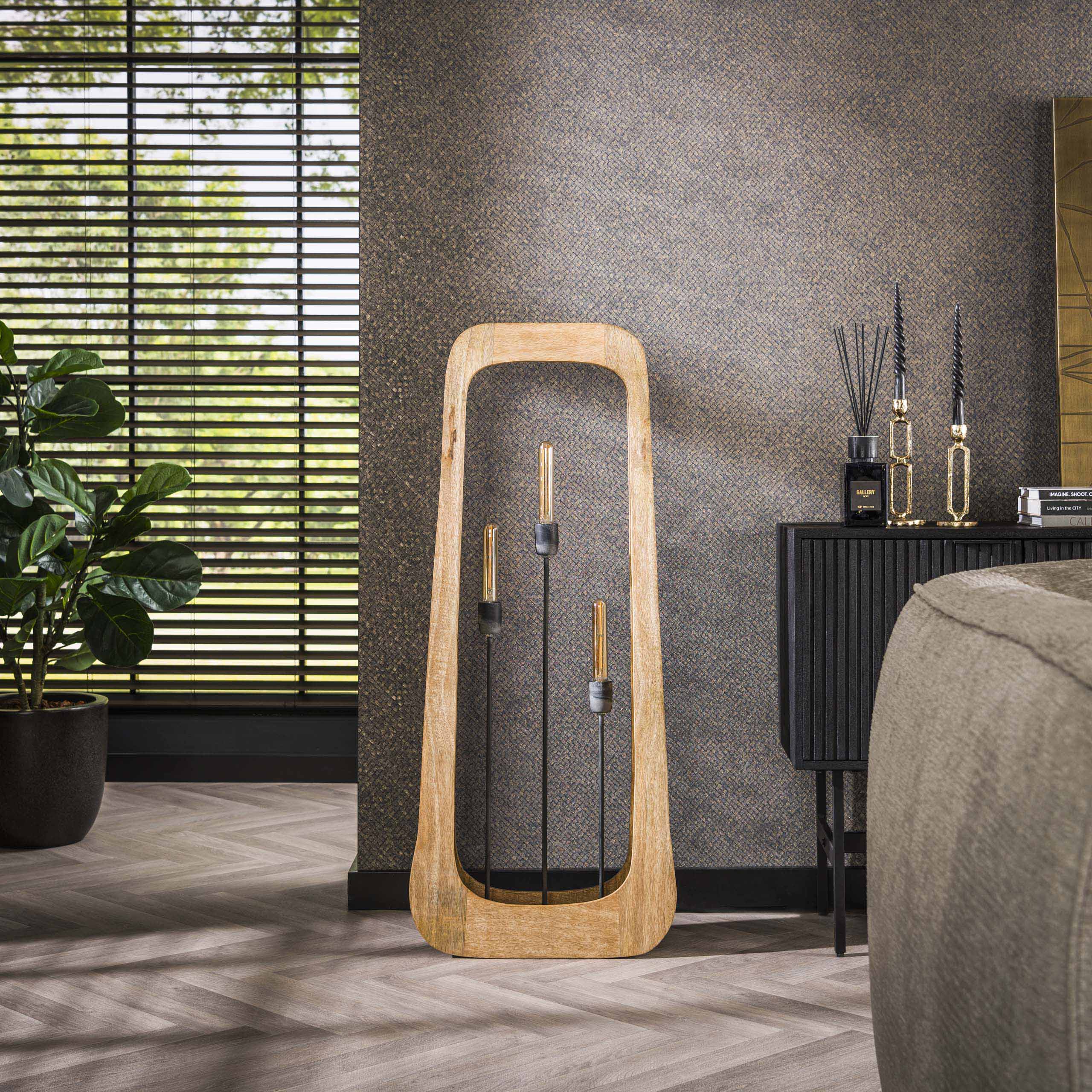 Stehleuchte 3L Bray / Massives Mango Natur