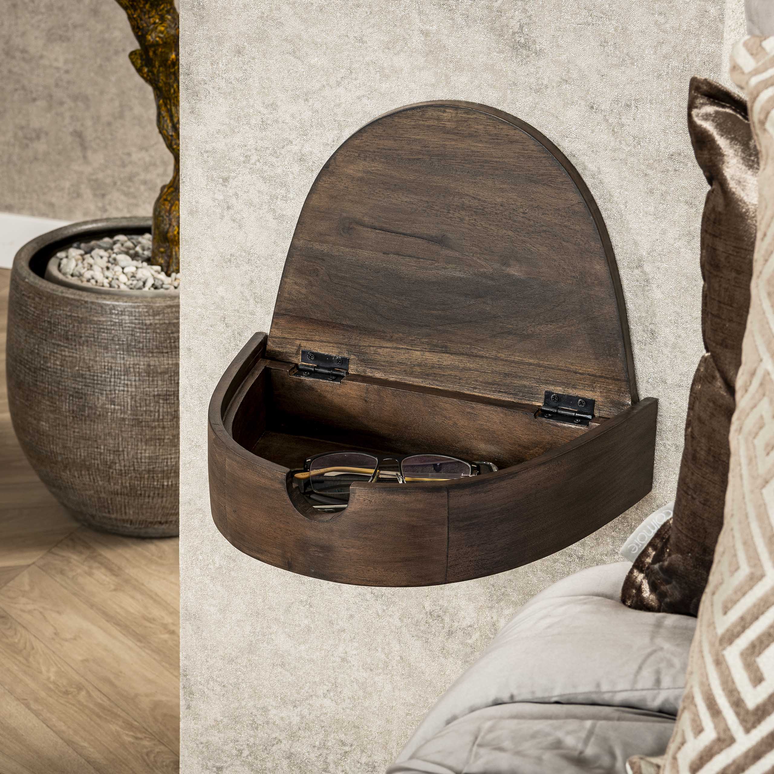 Nachttisch Cove Floating 1 Schublade – 2er-Set – Akazienglasur