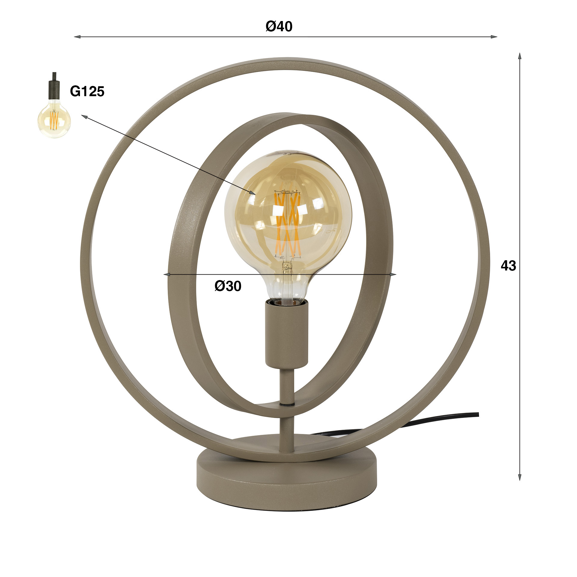 Tischleuchte Turn Around 1-flammig - Beige