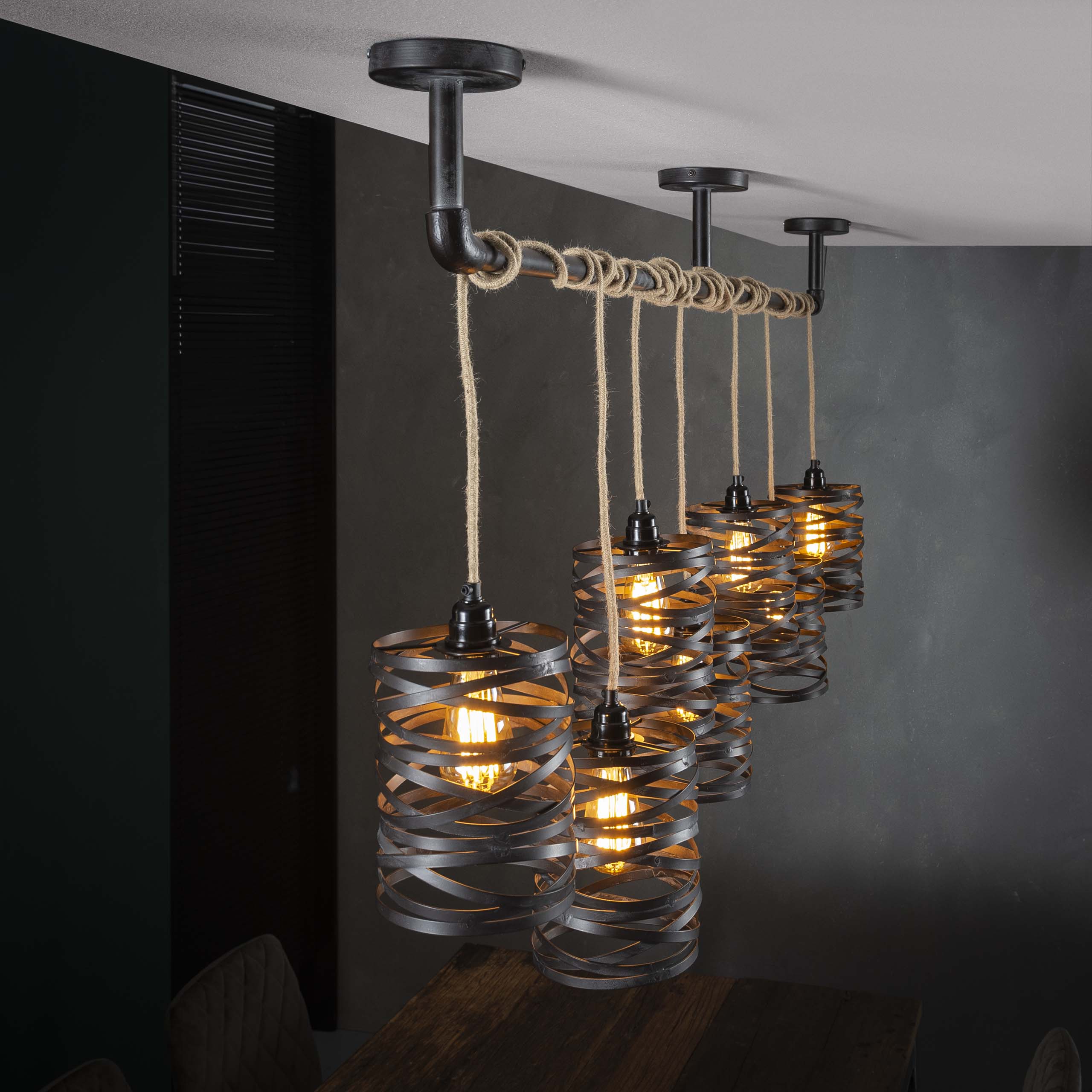 Hängelampe 7L Twist Wrap XL / Schiefergrau