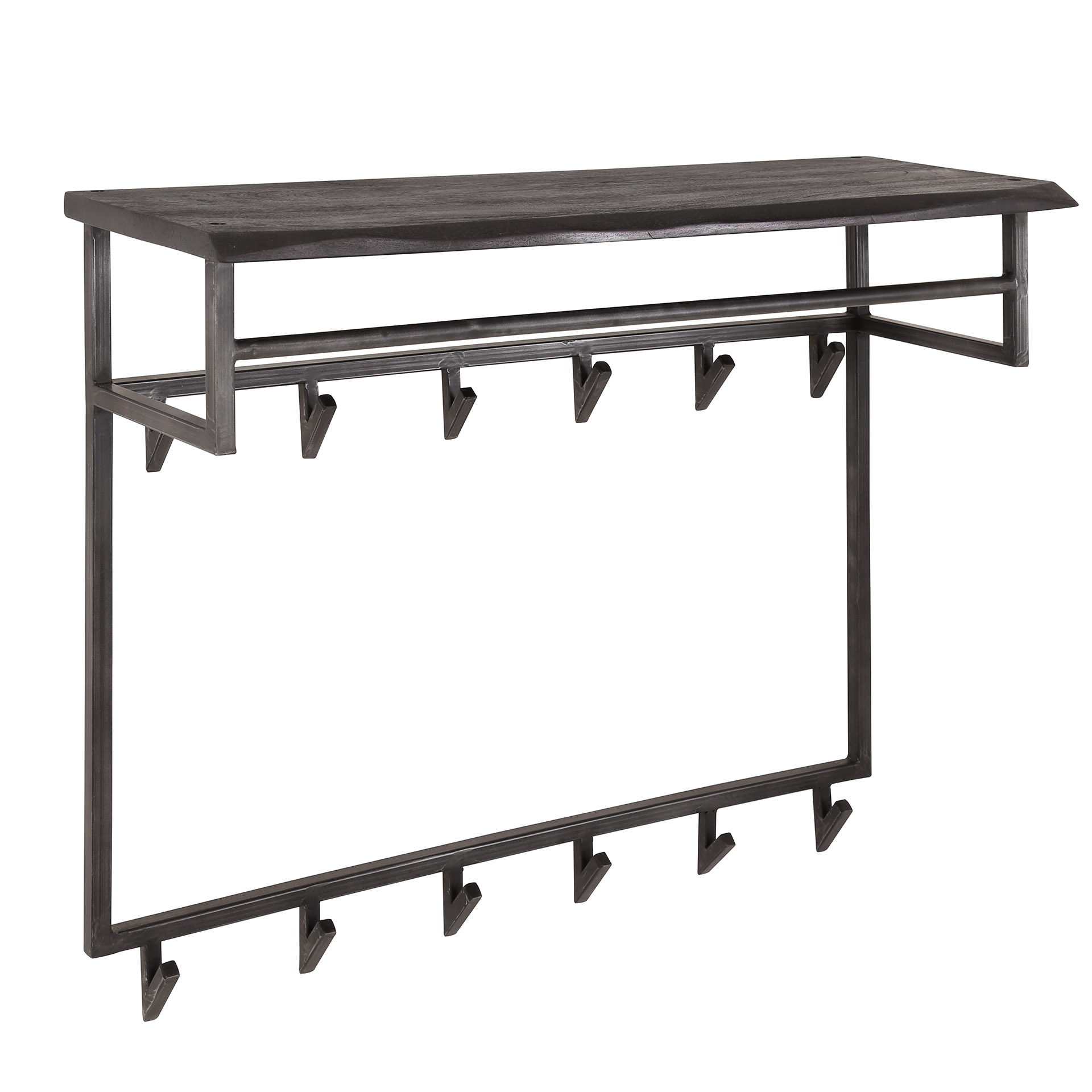 Garderobe Yucon hoch 12 Haken Hutablage / Massive Akazie schwarz