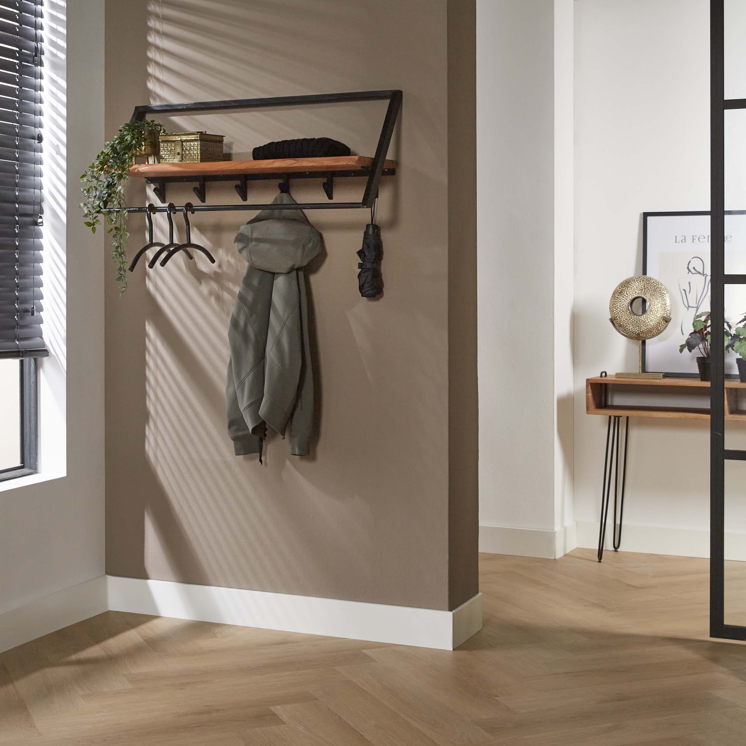 Garderobenständer Lean – 6 Haken – Massive Akazie