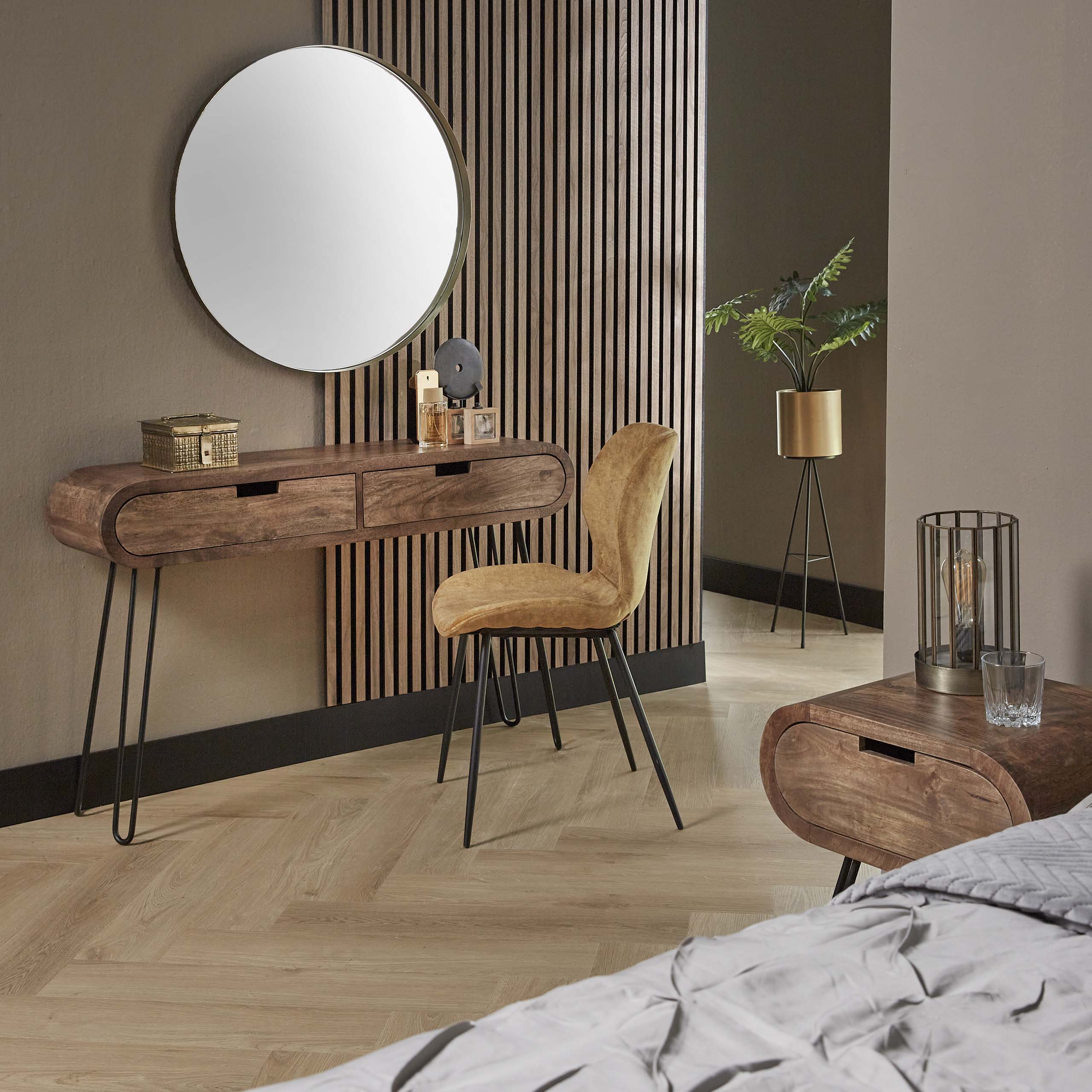 Schminktisch 2L Fass / Massive Mangosandfarbe