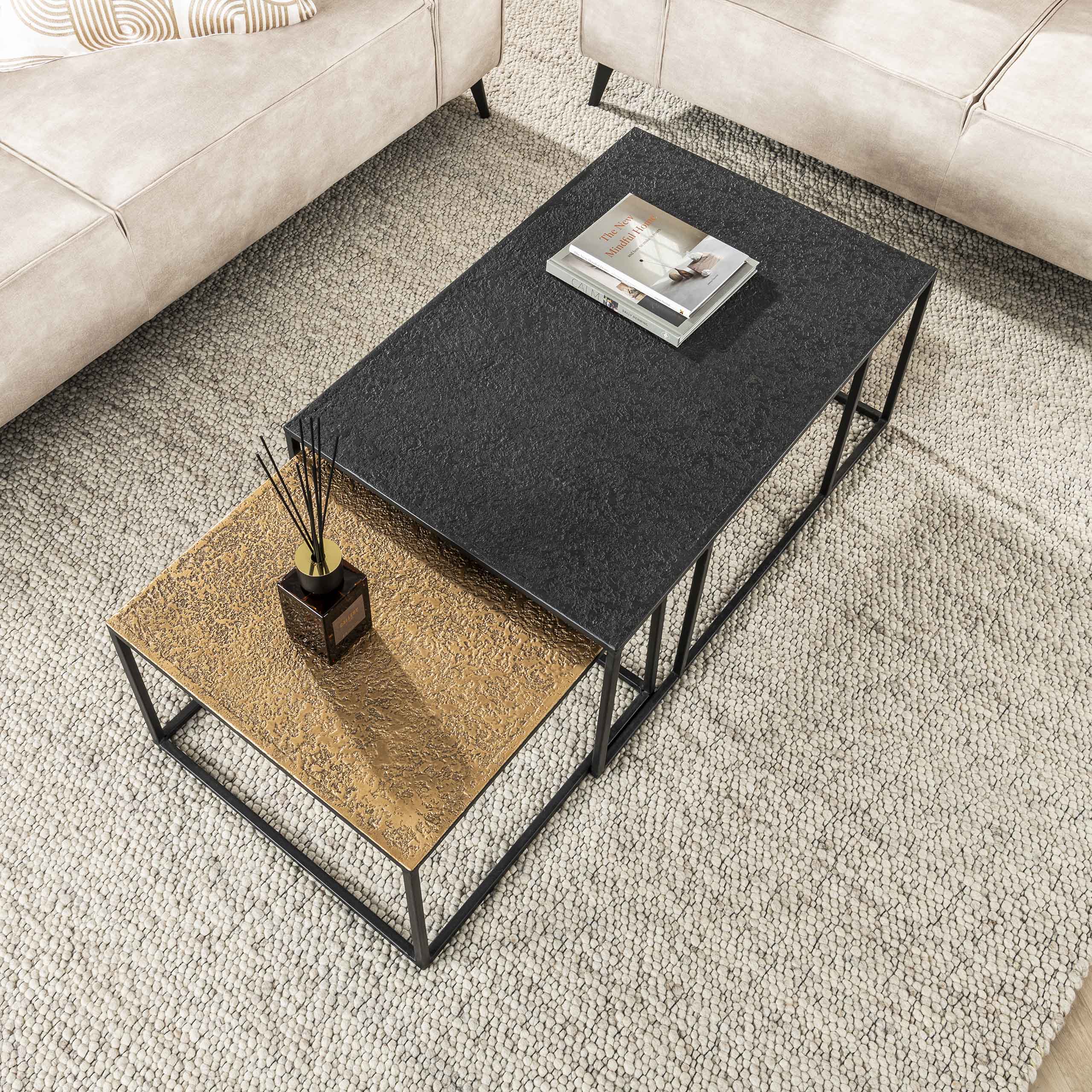 Couchtisch Metallic rechteckig grau - 2er-Set