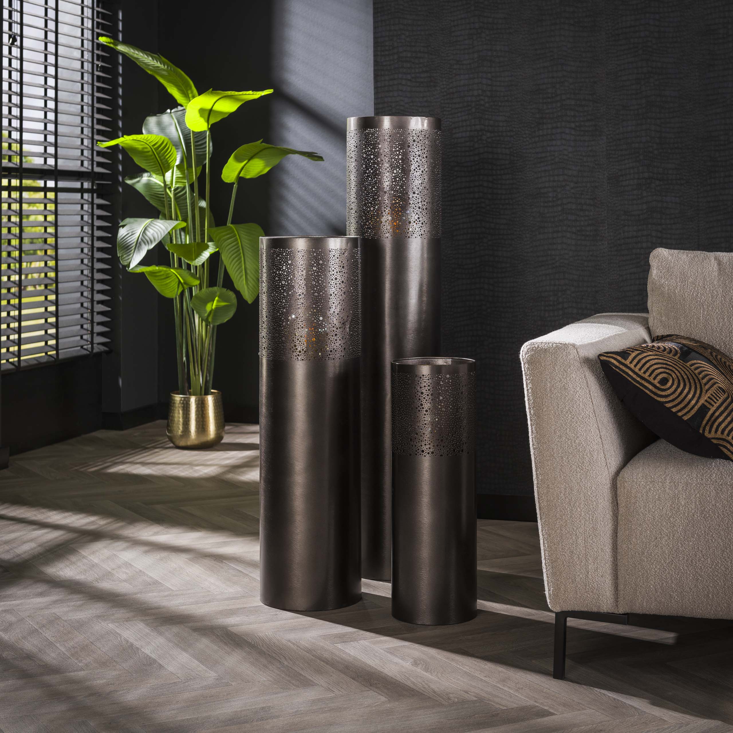 Stehleuchte „Cylinder Glow“ 1-flammig 60 cm – Schwarznickel