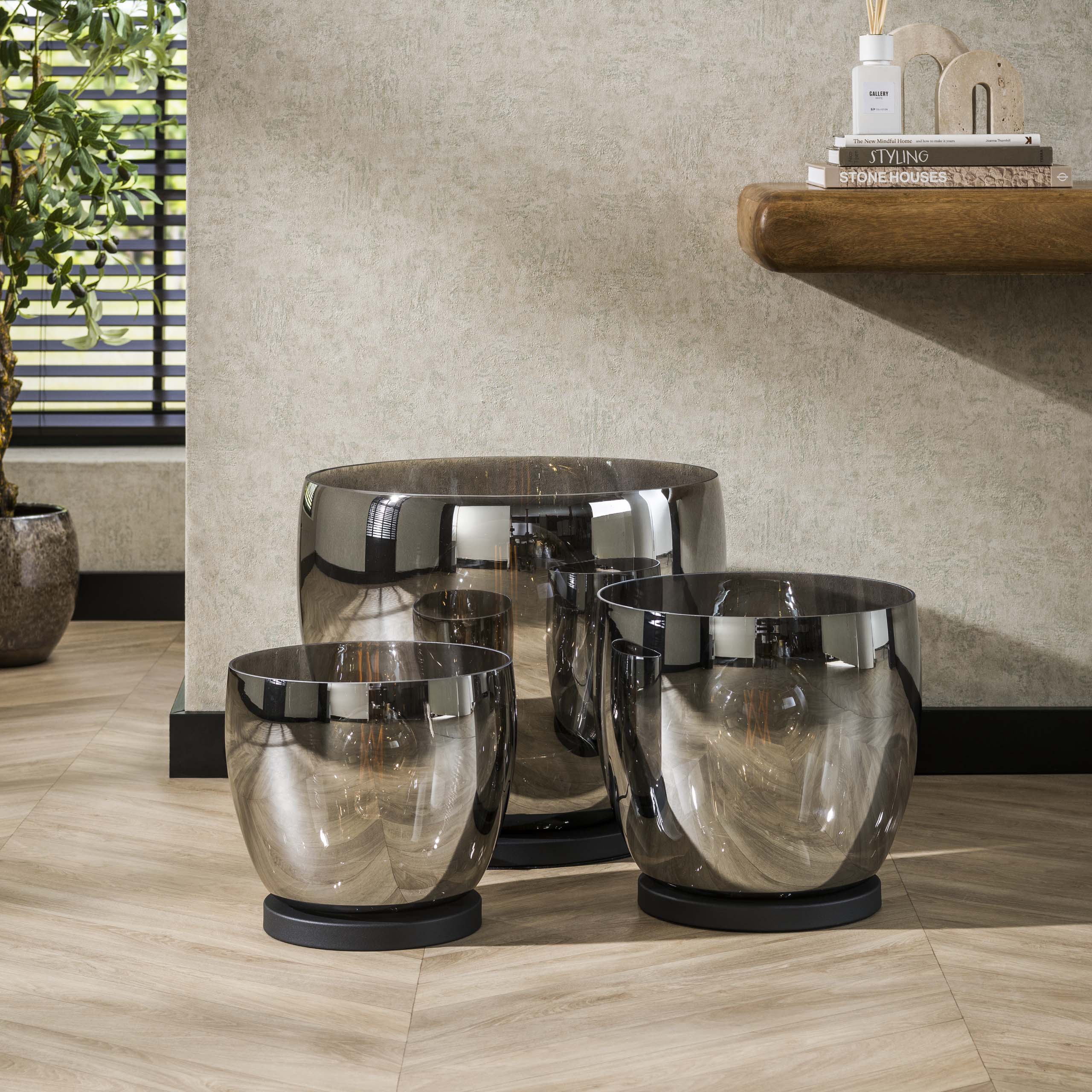 Stehleuchte UP XL 1-flammig – Rauchgraues Glas