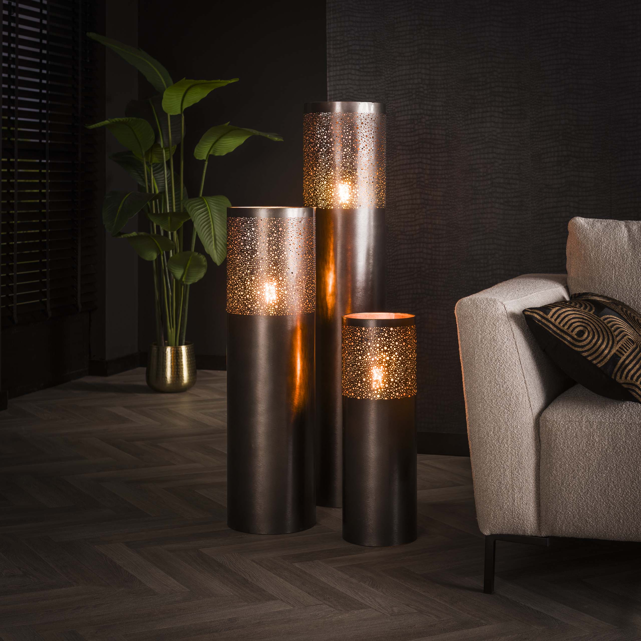 Stehleuchte „Cylinder Glow“ 1-flammig 120 cm – Schwarznickel