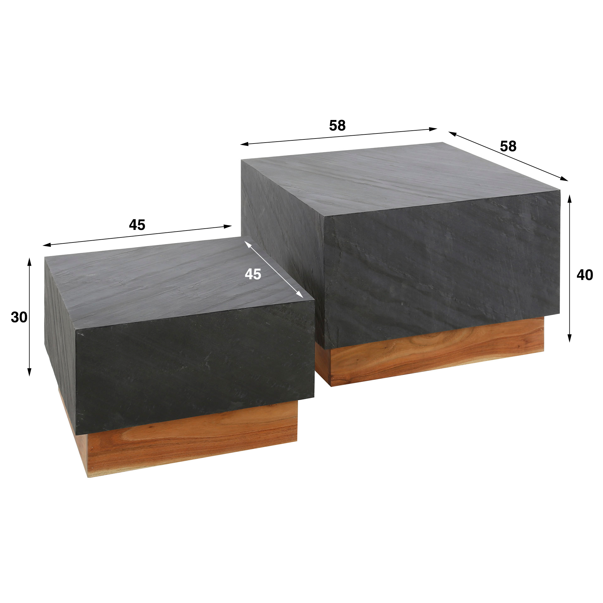 Couchtisch Blox Slate 2er-Set - Schiefer