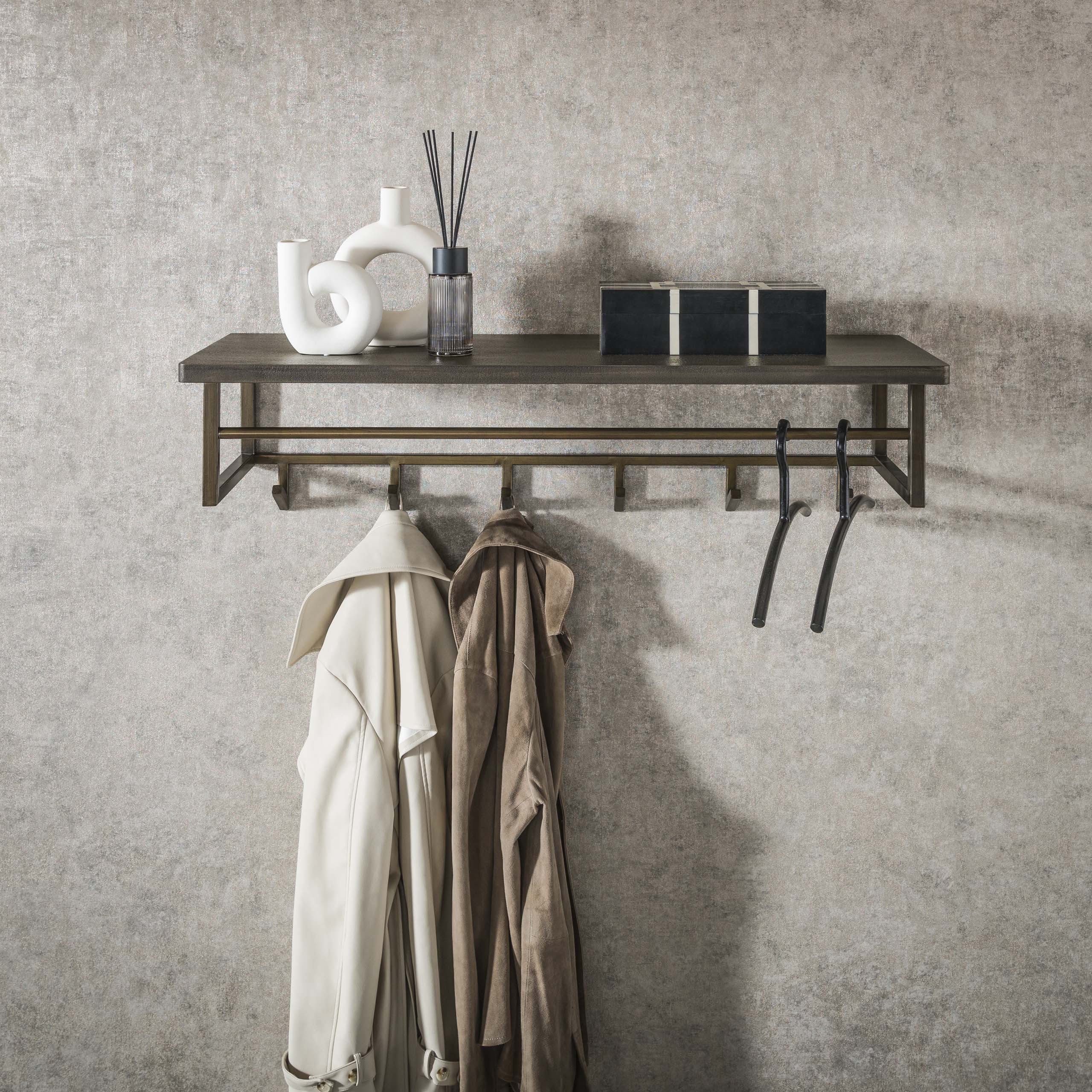 Garderobe Ferro 6 Haken Hutablage / Bronze antik