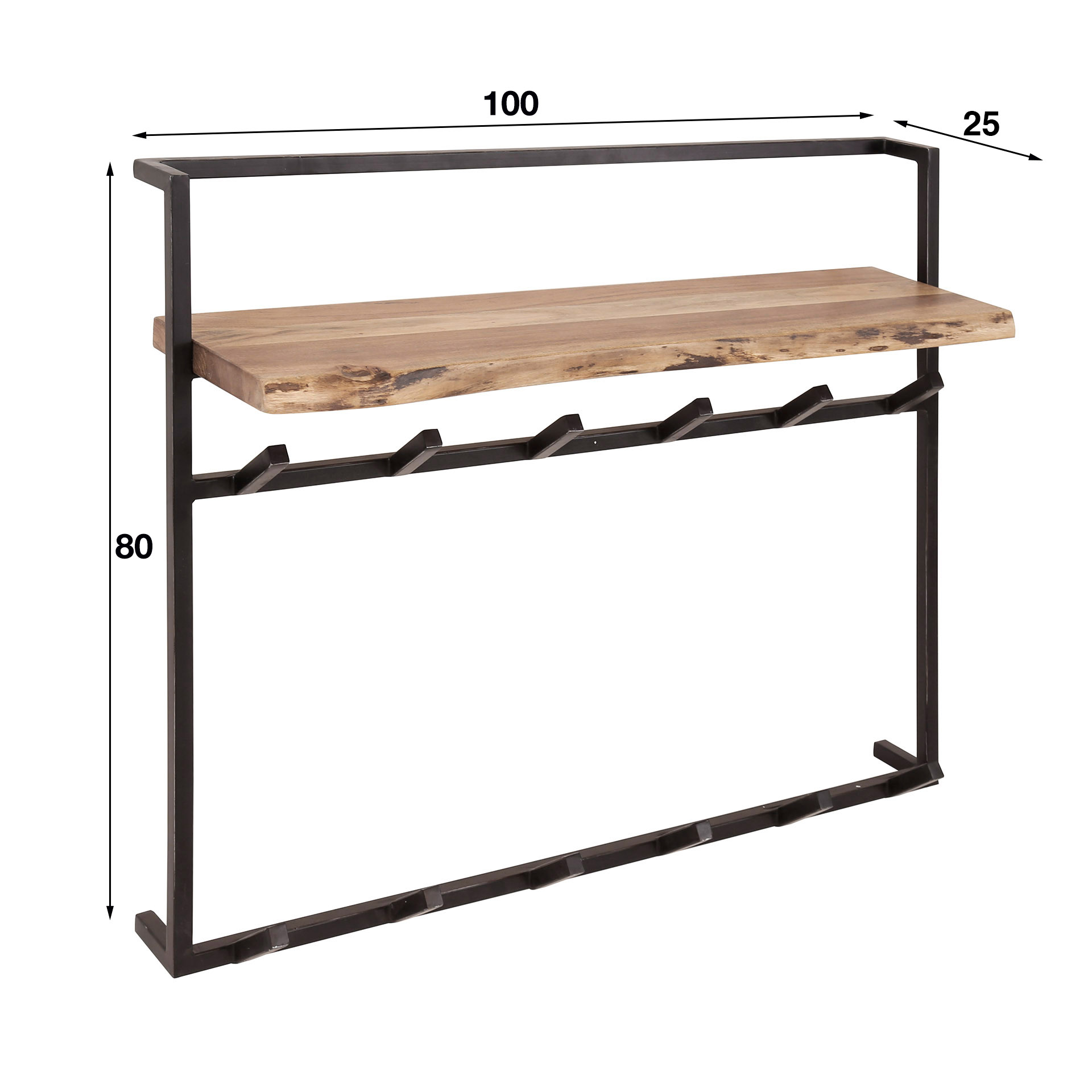 Garderobe Air Solid 12 Haken Hutablage / Massive Akazie natur