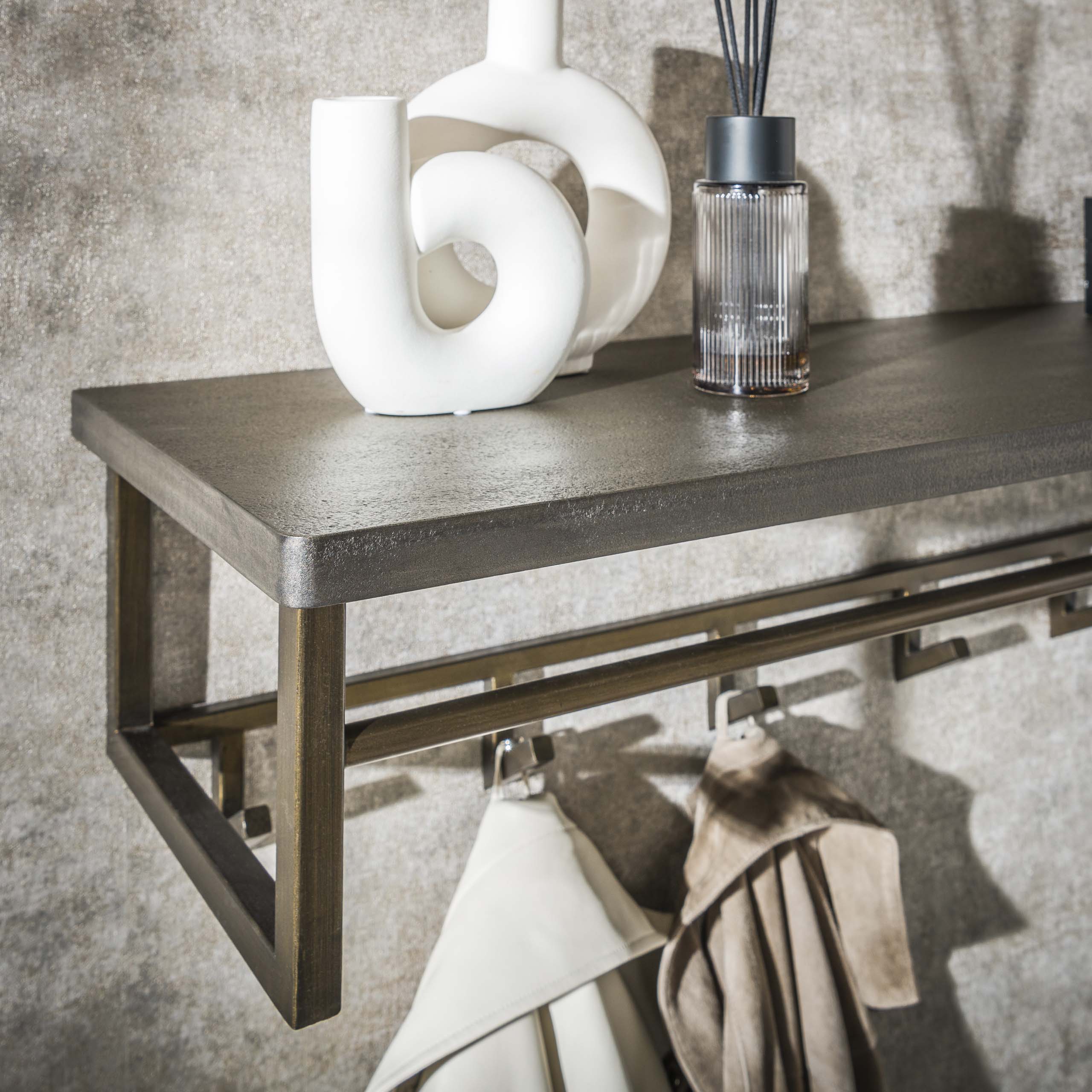 Garderobe Ferro 6 Haken Hutablage / Bronze antik