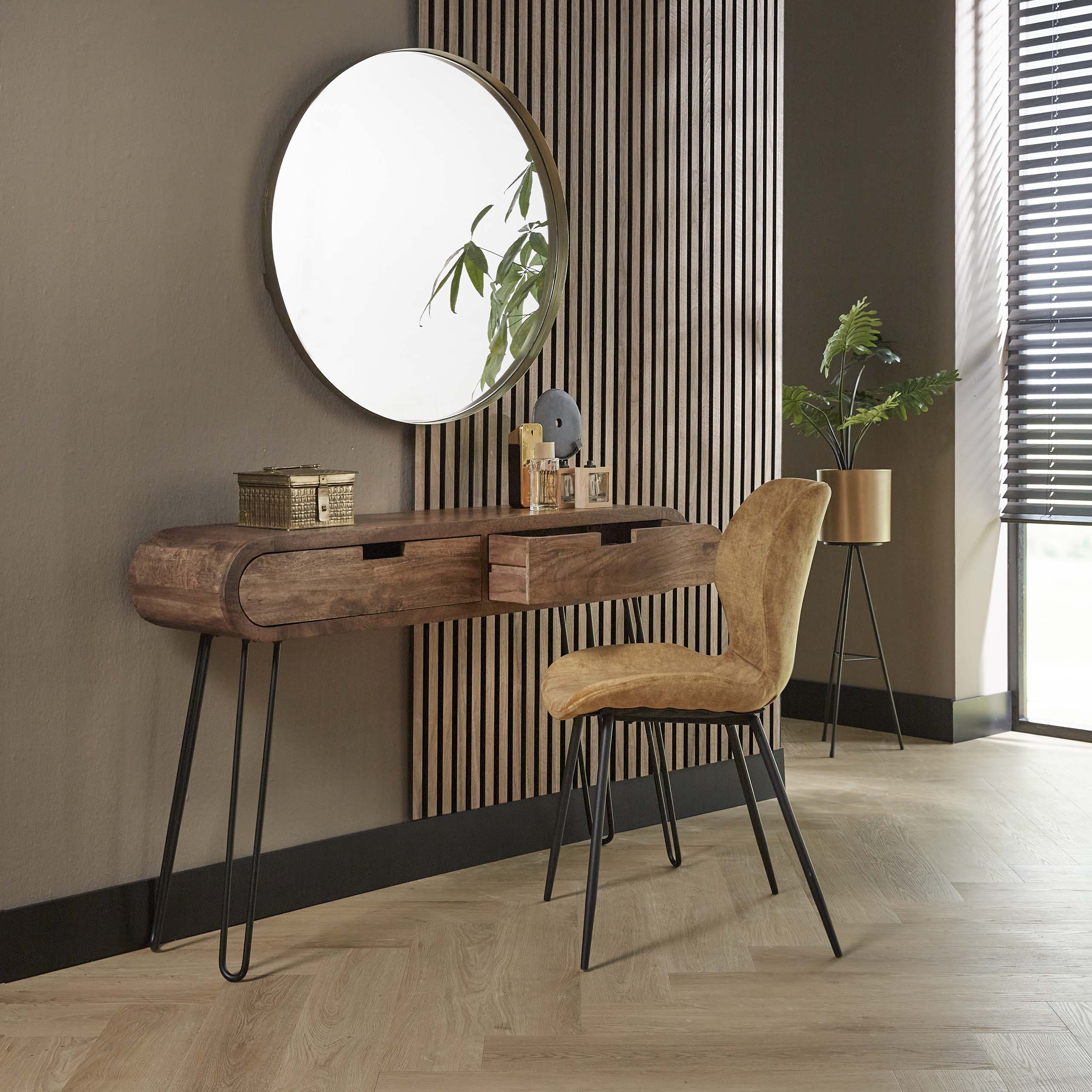 Schminktisch 2L Fass / Massive Mangosandfarbe