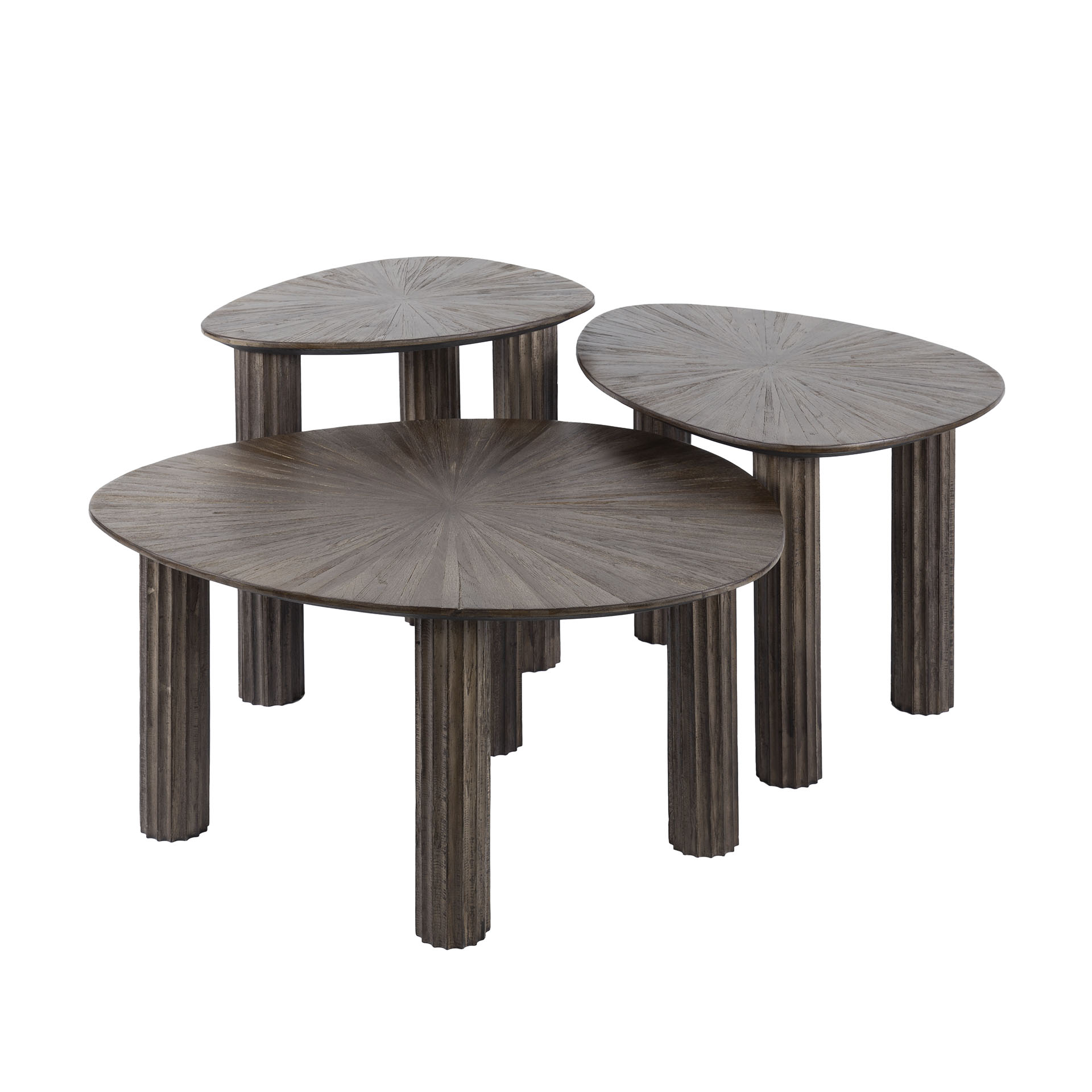Couchtisch Maya Teak dreieckig - 3er-Set - Espresso