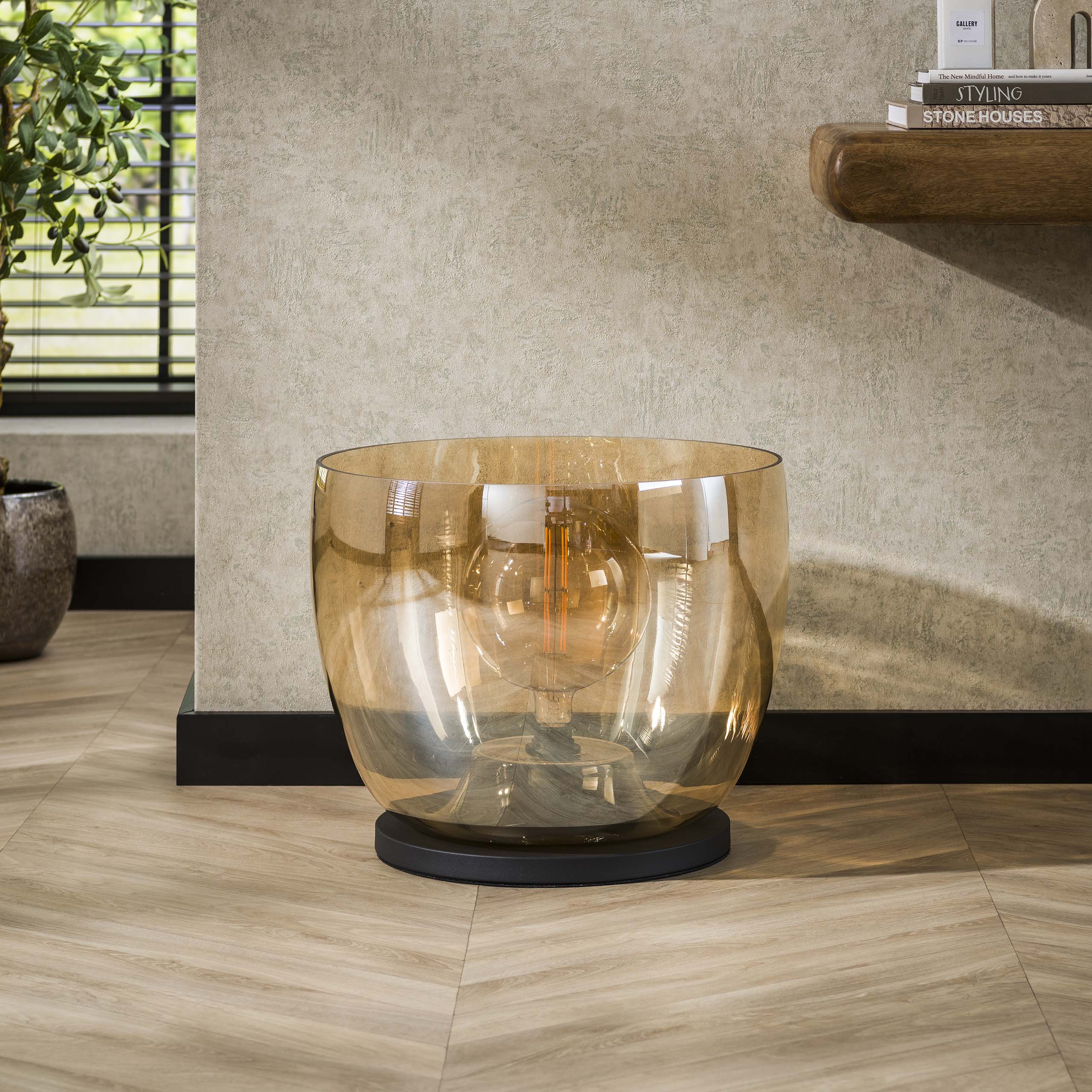 Stehleuchte UP XXL 1-flammig - Braunglas